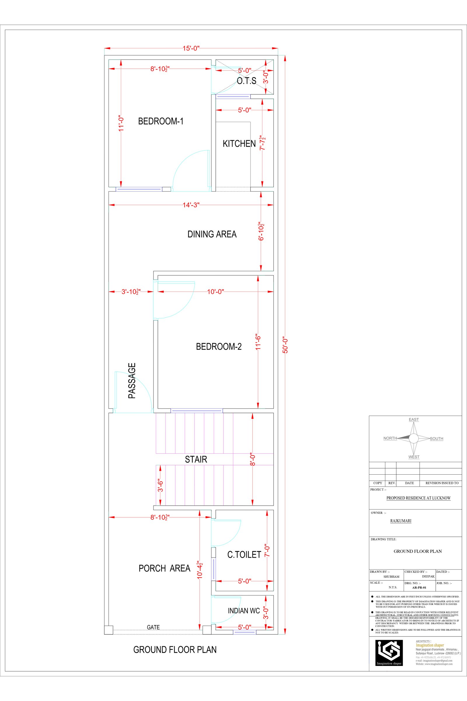 15x40 house plan of 600 square feet
