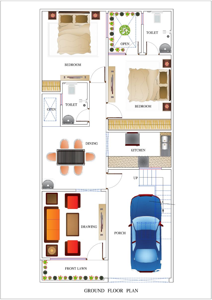 40 25 House Plan 2 Bhk House Plans At 800 Sqft 2 Bhk House Plan 