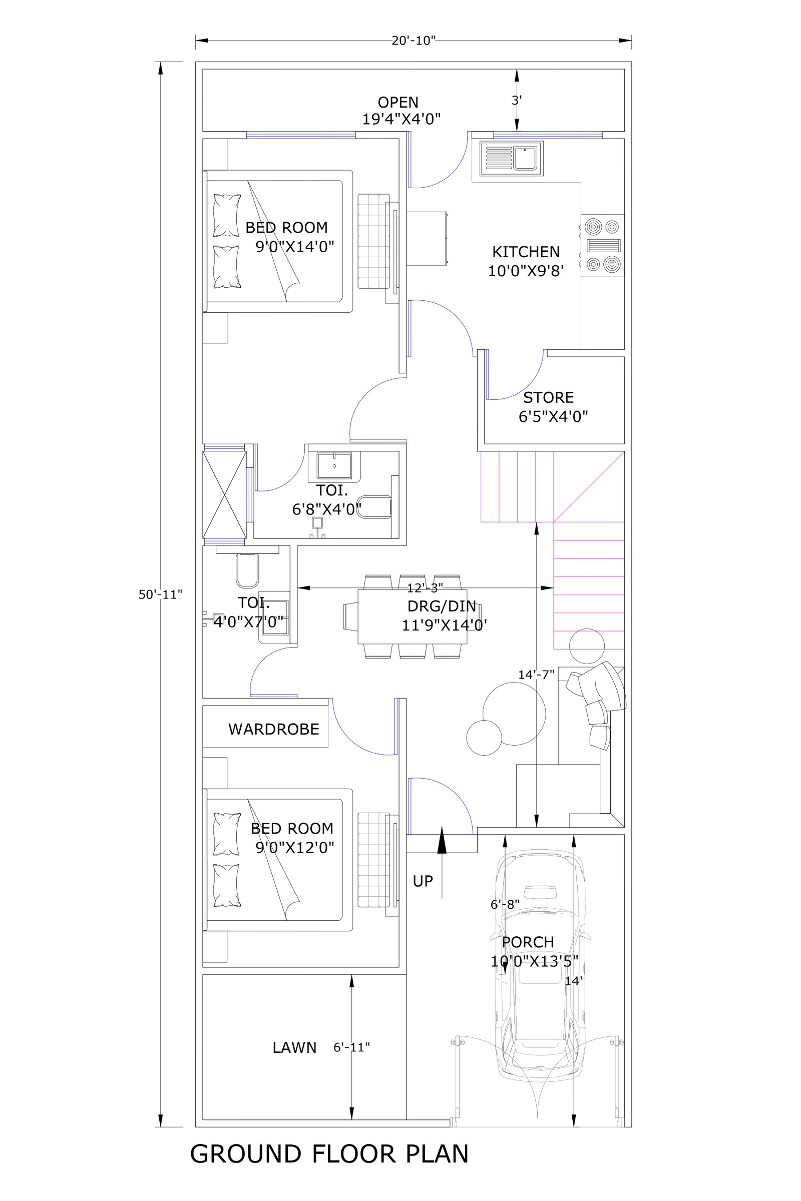 20x50 Duplex house plans