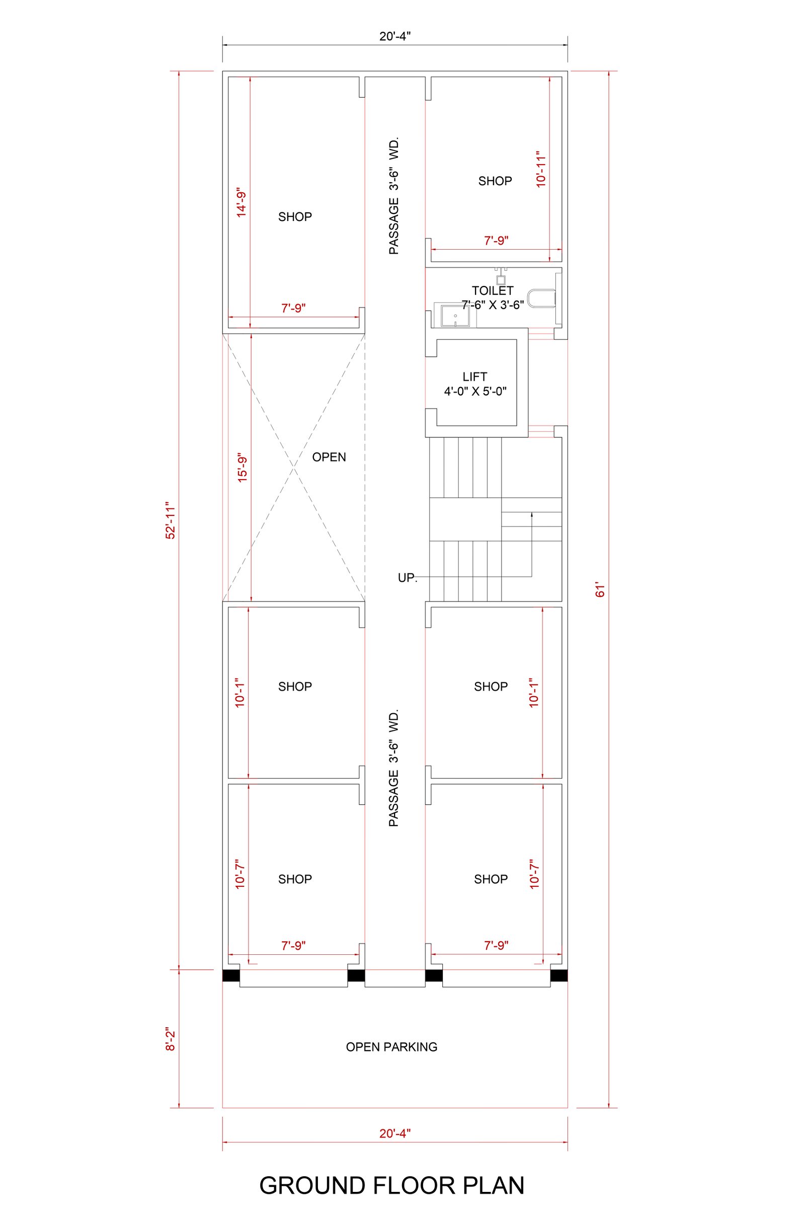 20x50 shop and home plans