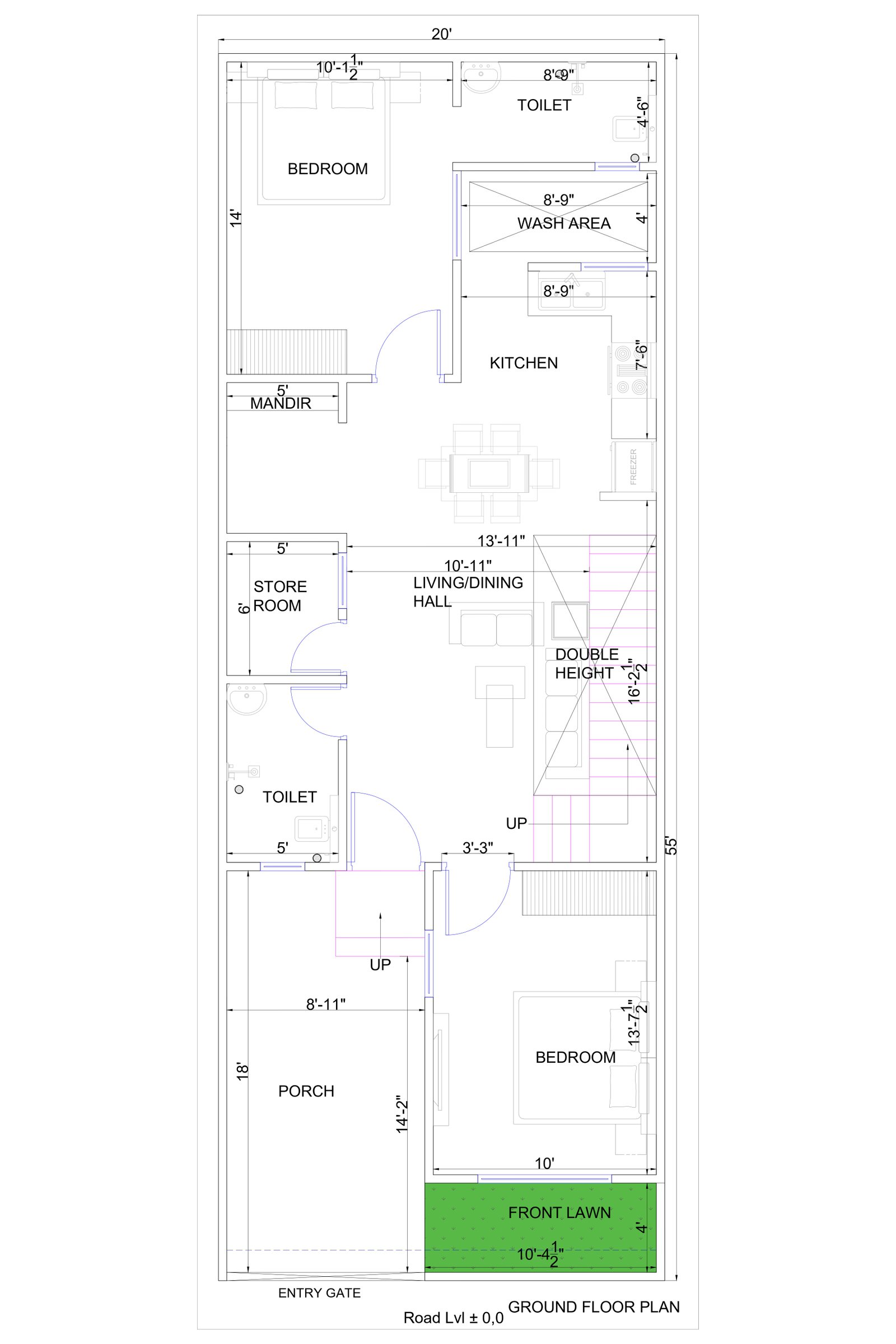 20x55 3d housing plan