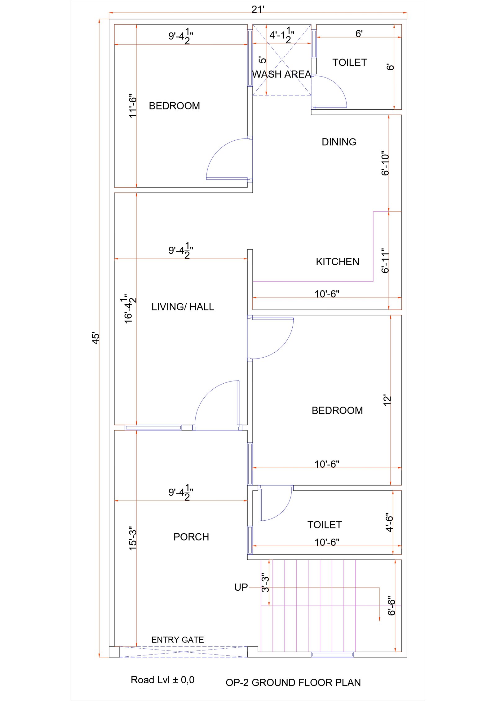 21x45 architectural home plans