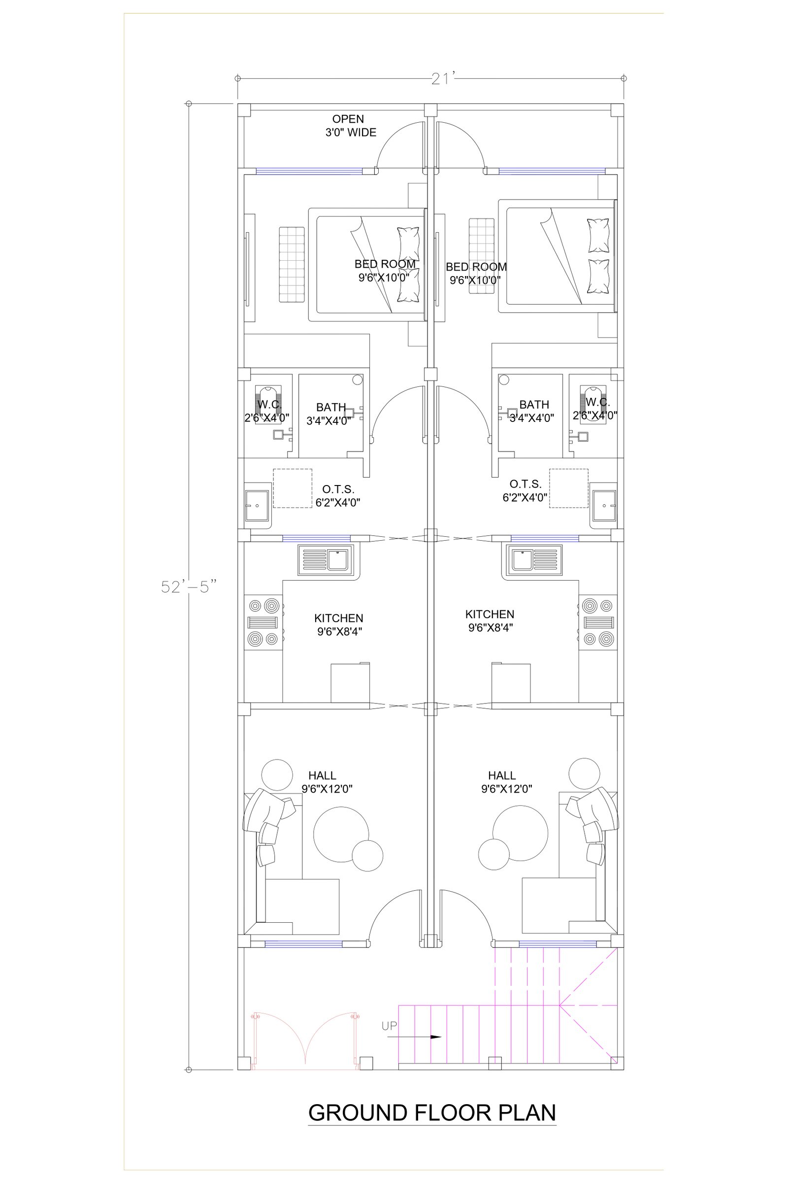 21x51 2bhk house design