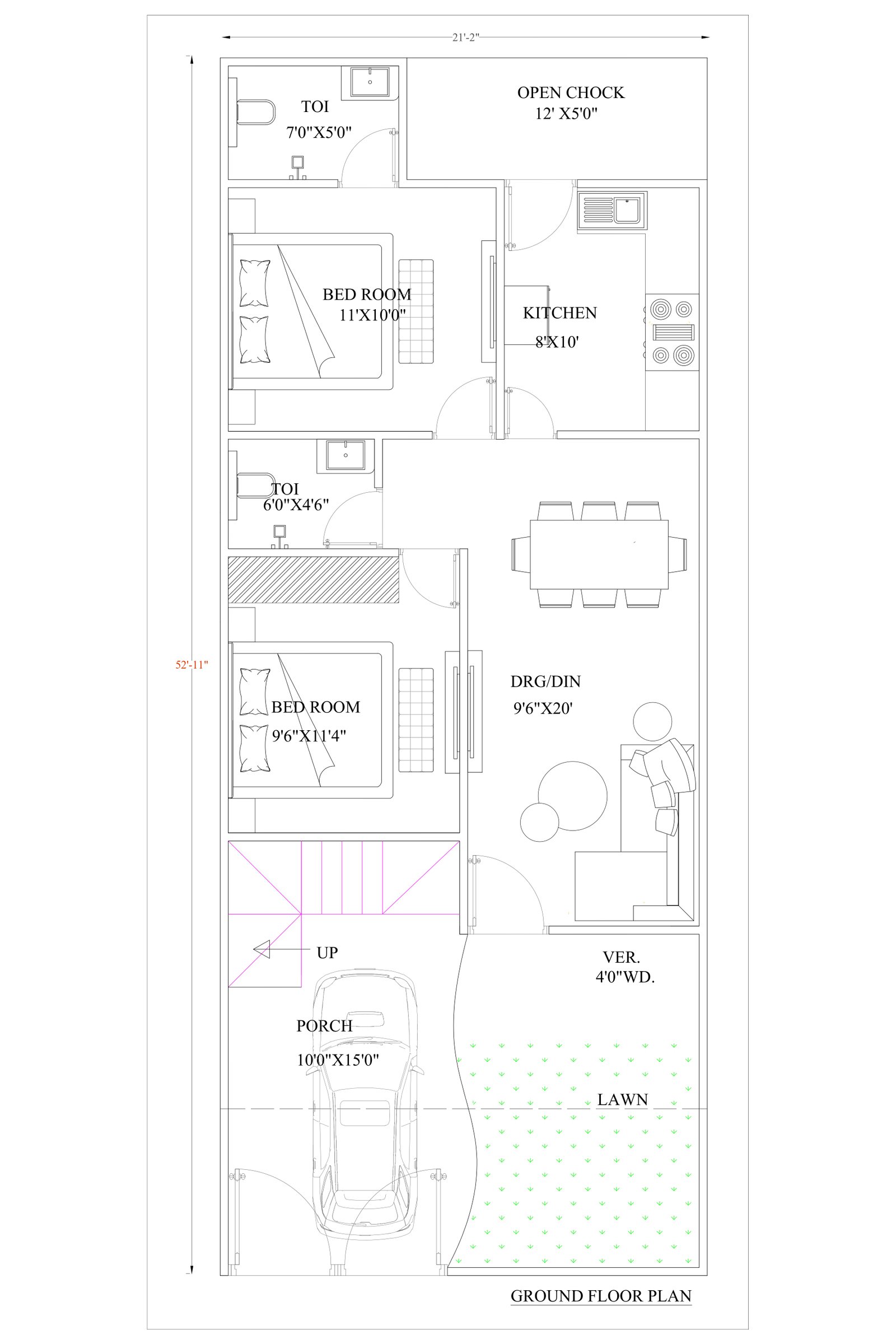 21x53 3d house design