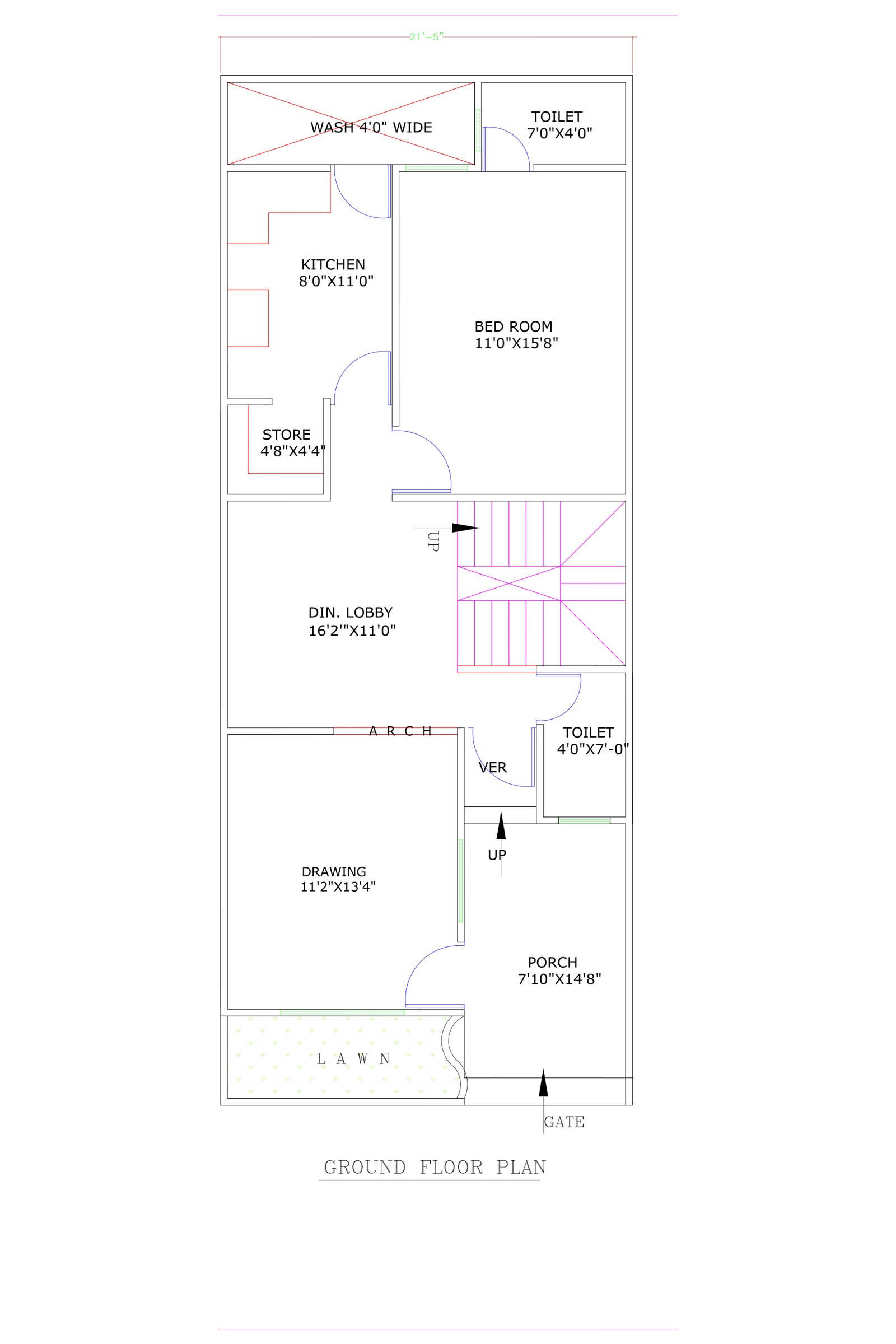 21x53 traditional style house plans