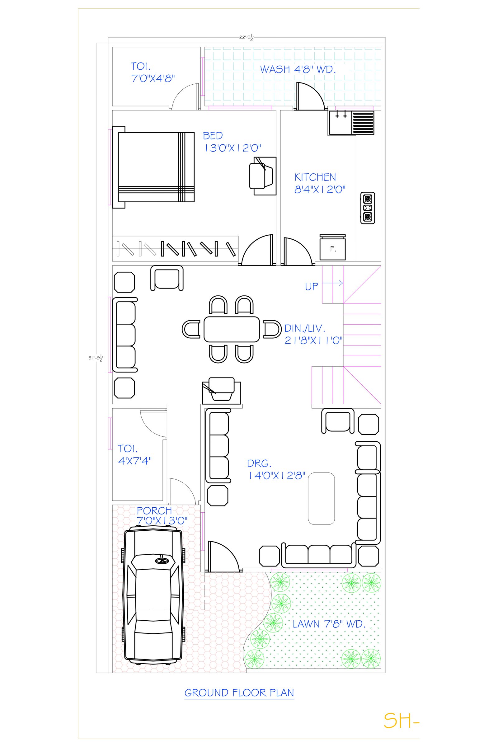 22x51 duplex house blueprint