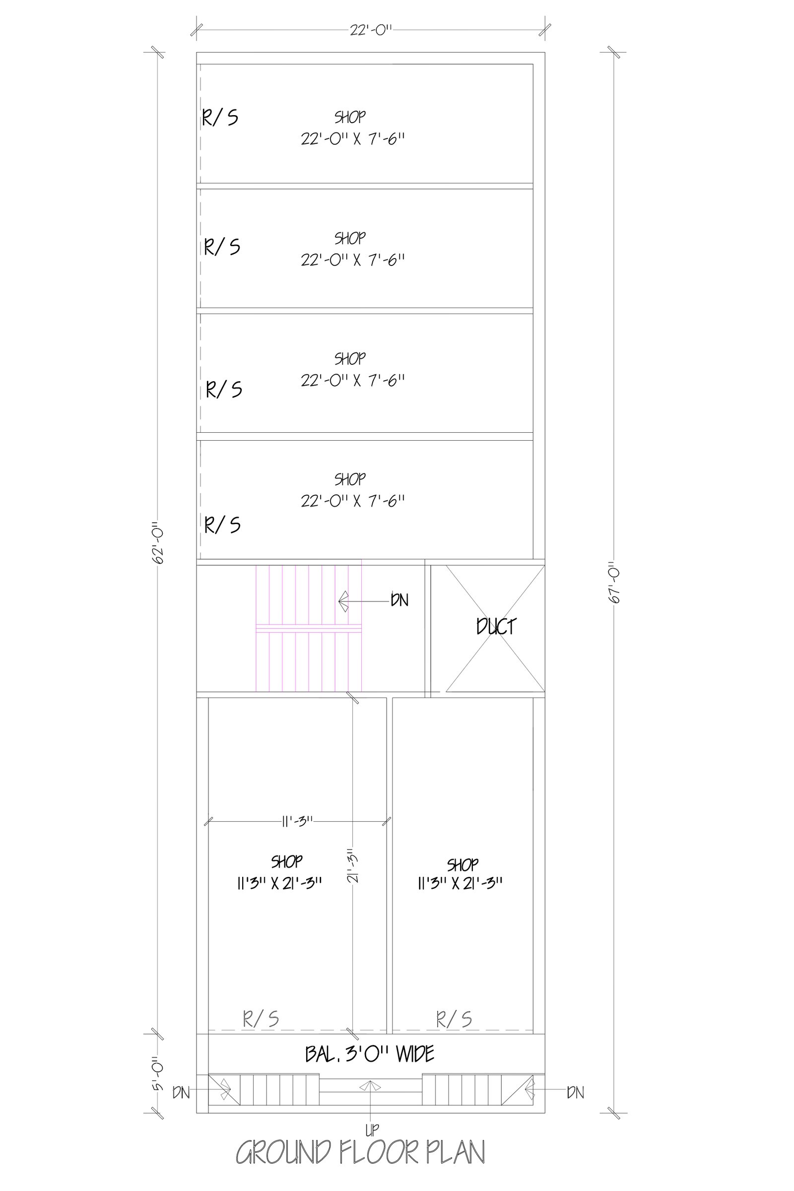 22x62 house with shop plan