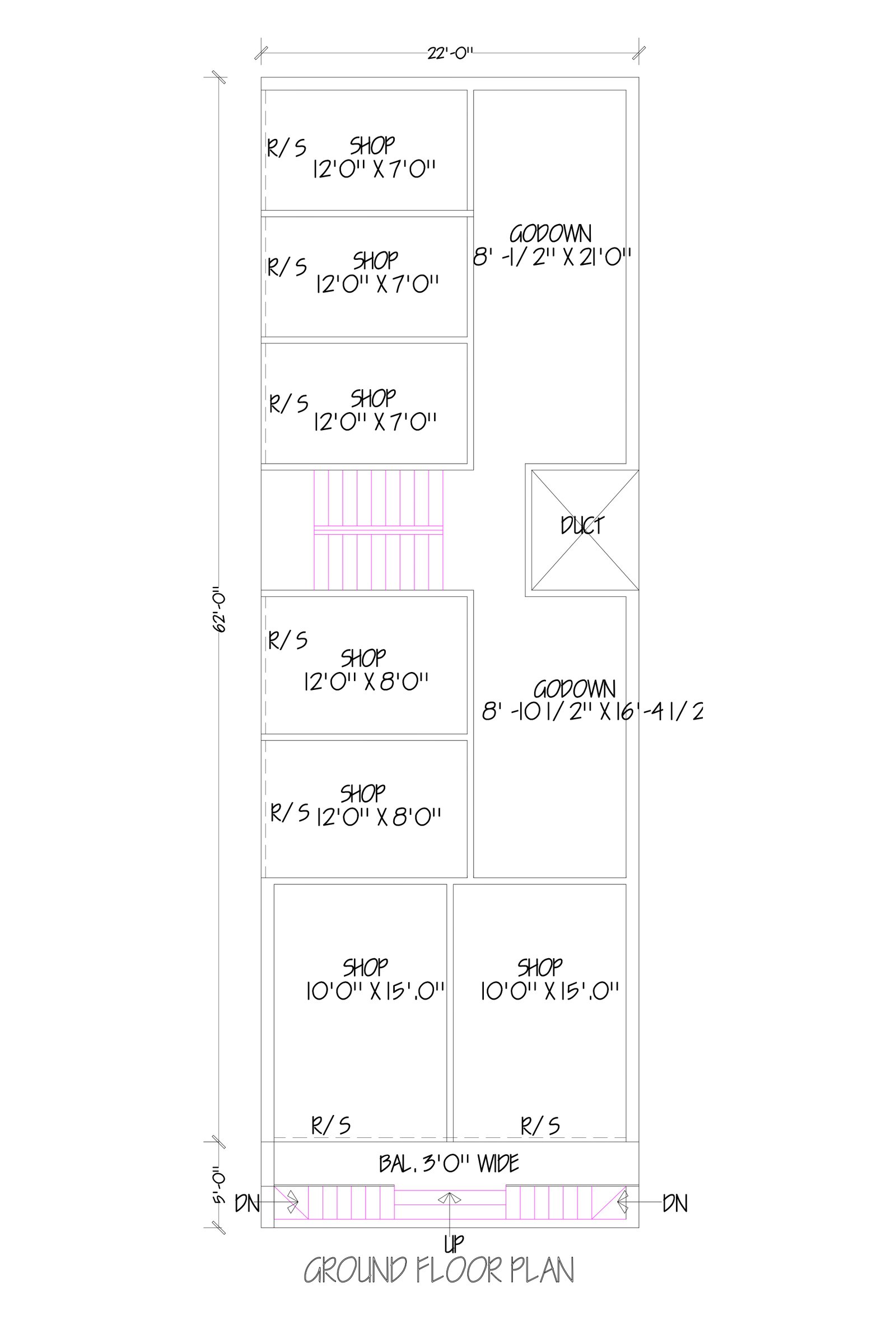 22x62 shop and home plans