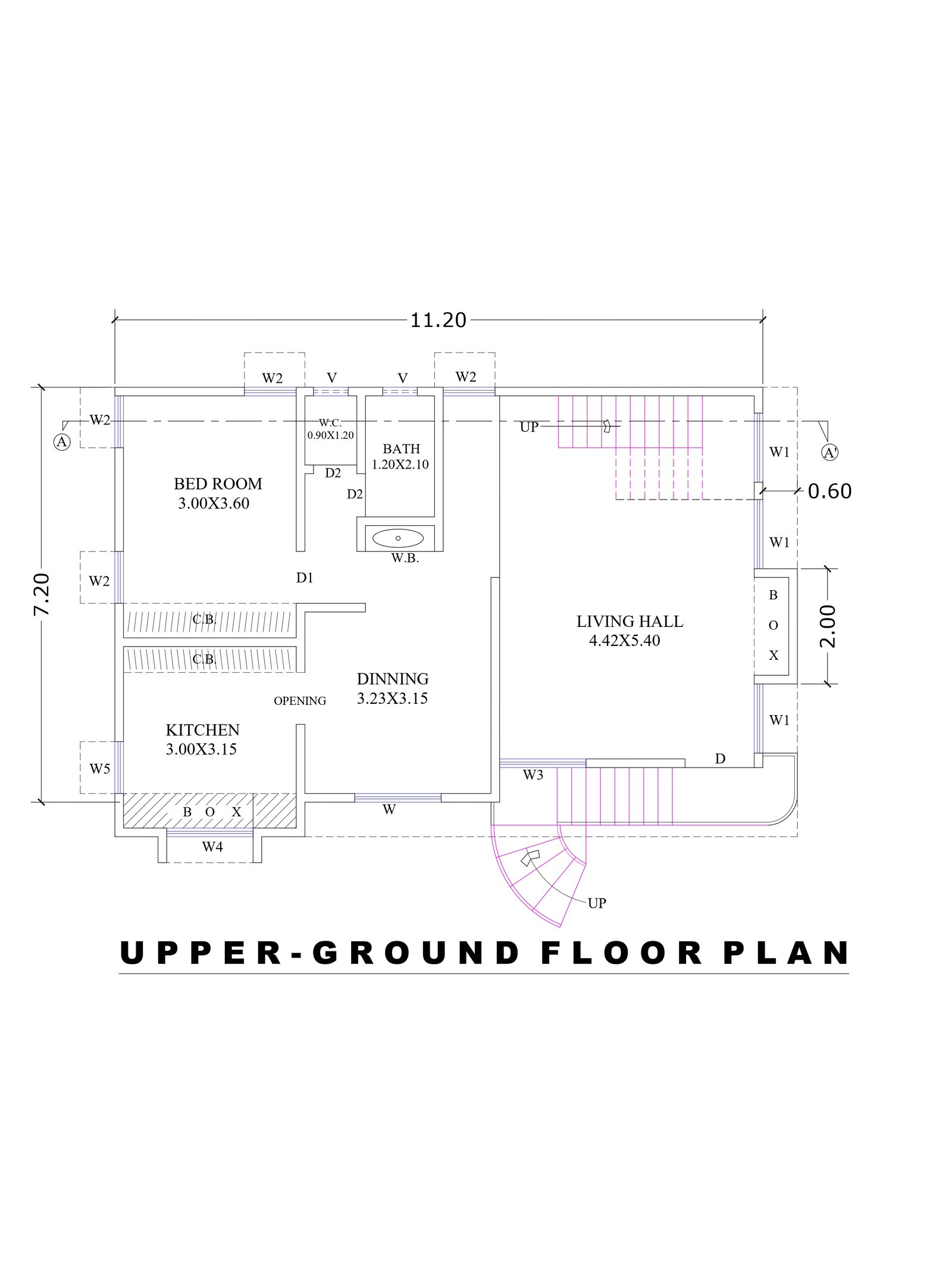 23x35 1bhk house plan