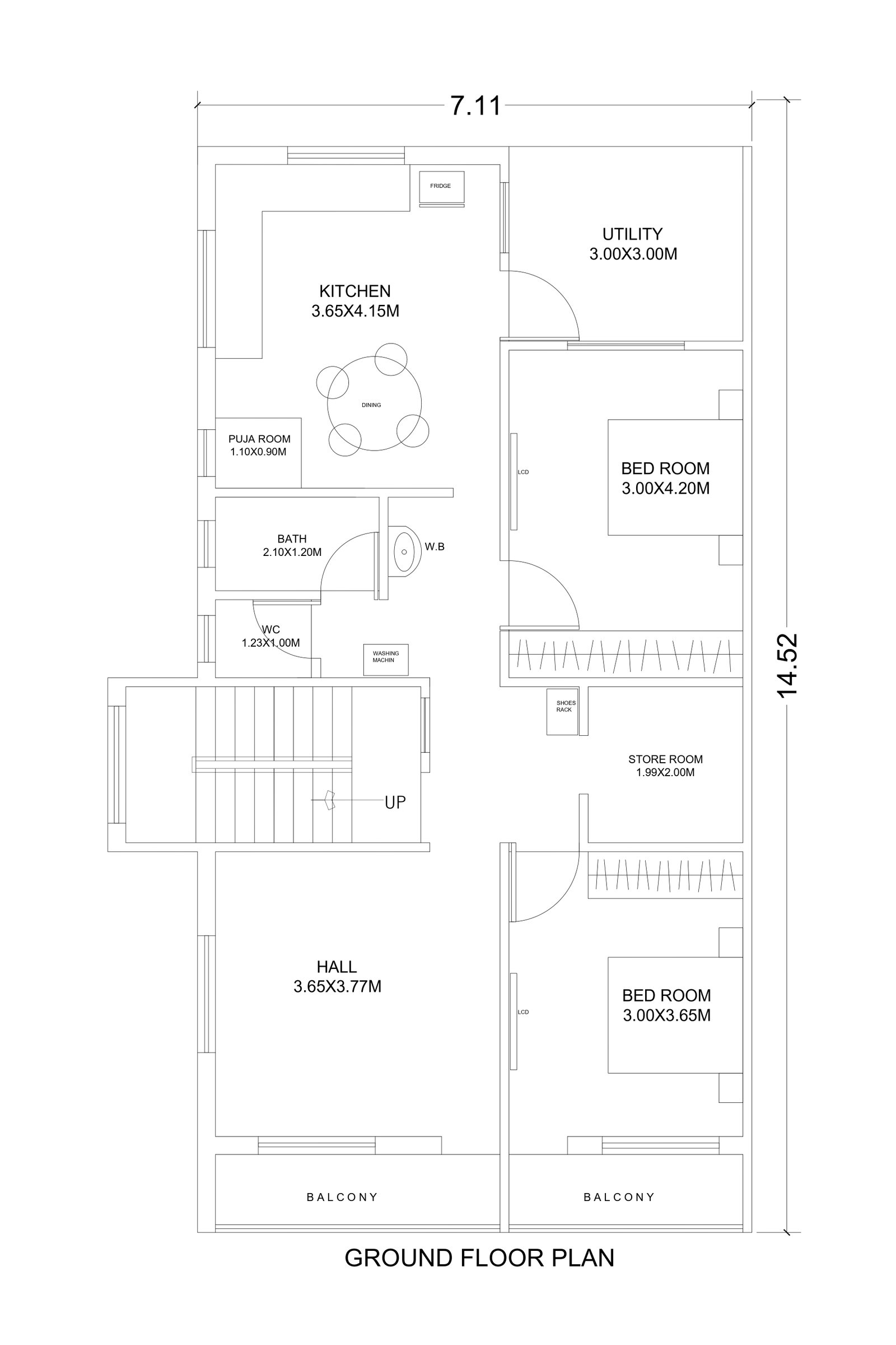 23x45 floor map drawing