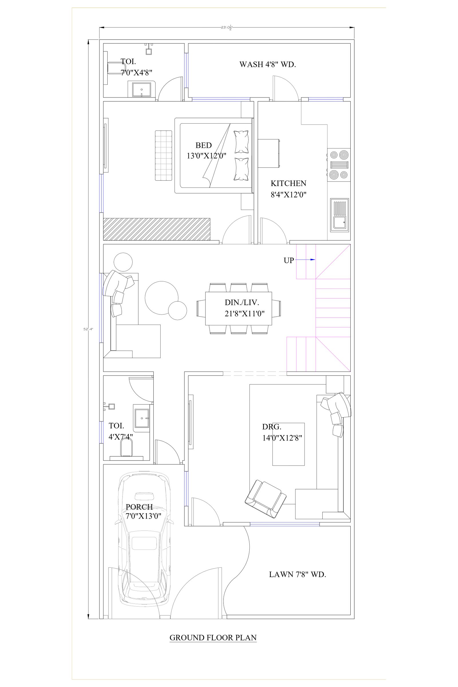 23x52 two floor house design