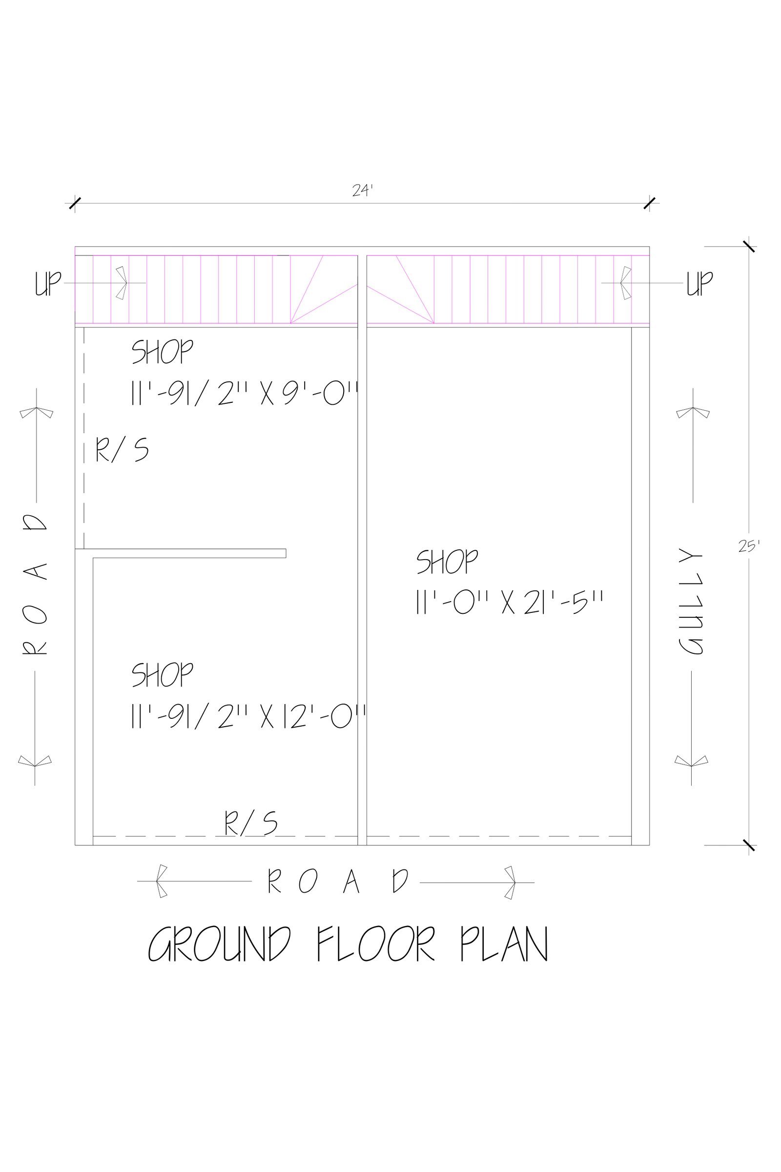 24x25 house with shop plan