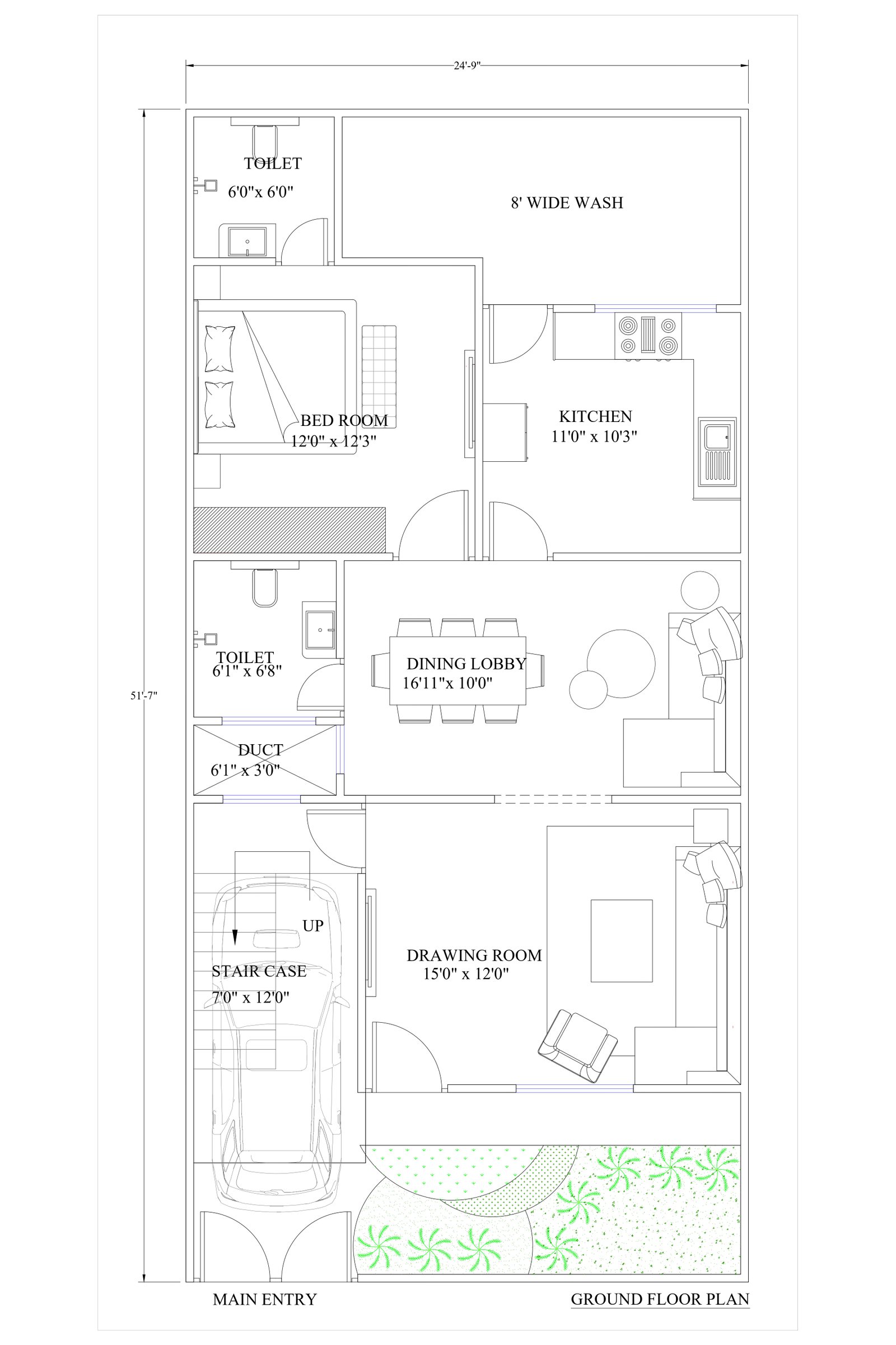 24x51 bungalow house design