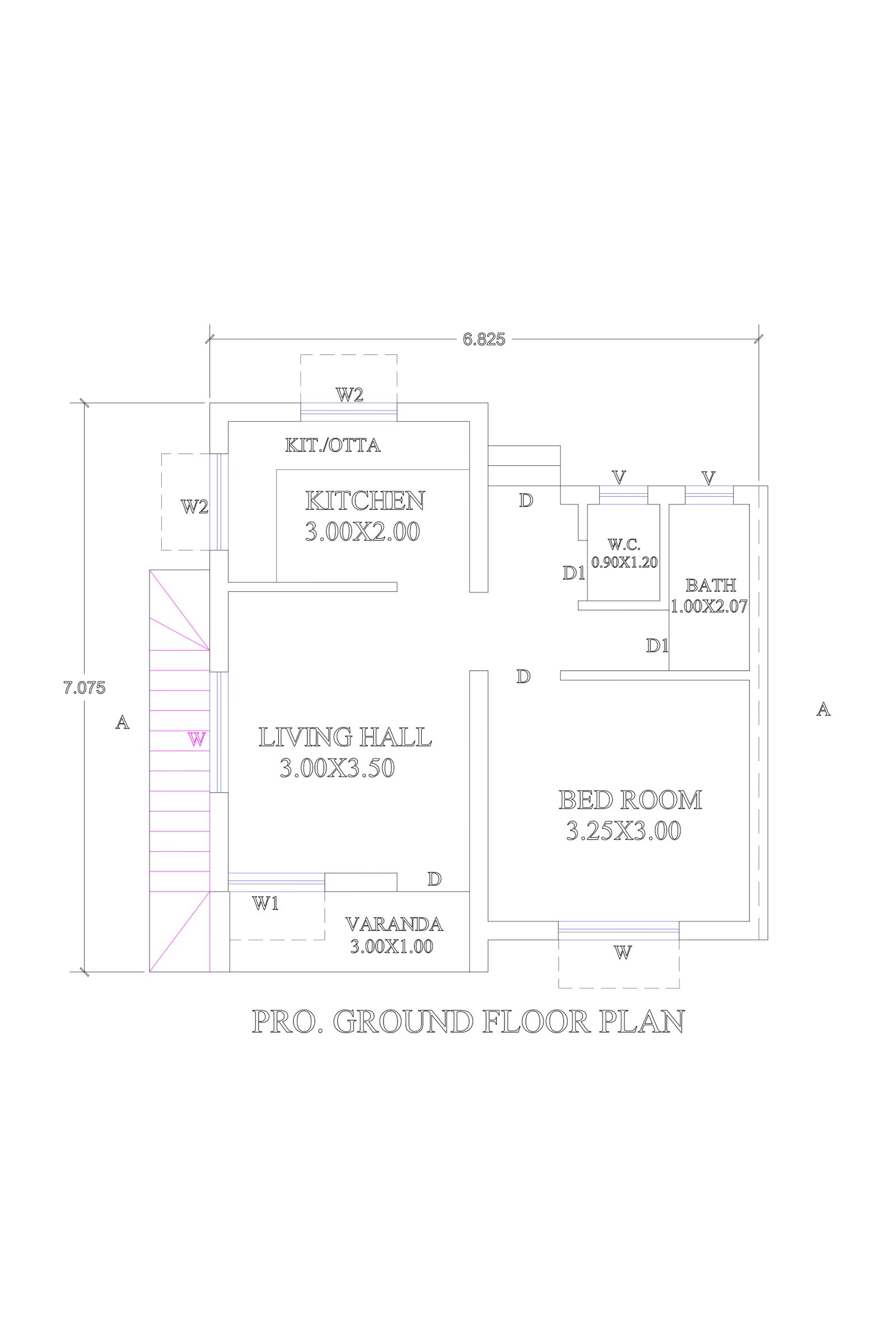 25x30 house floor plan indian style