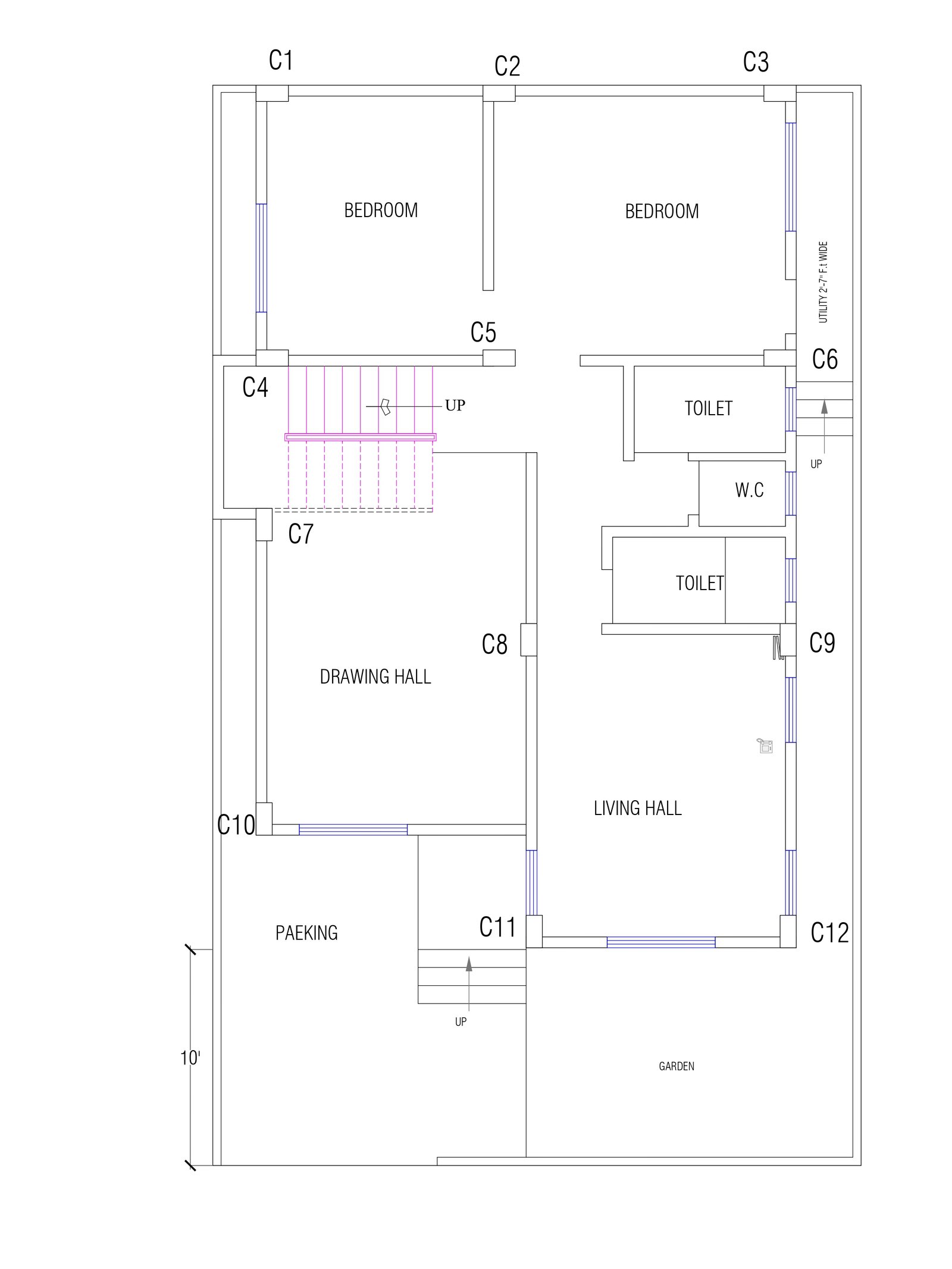 25x40 house plan ground floor 2156