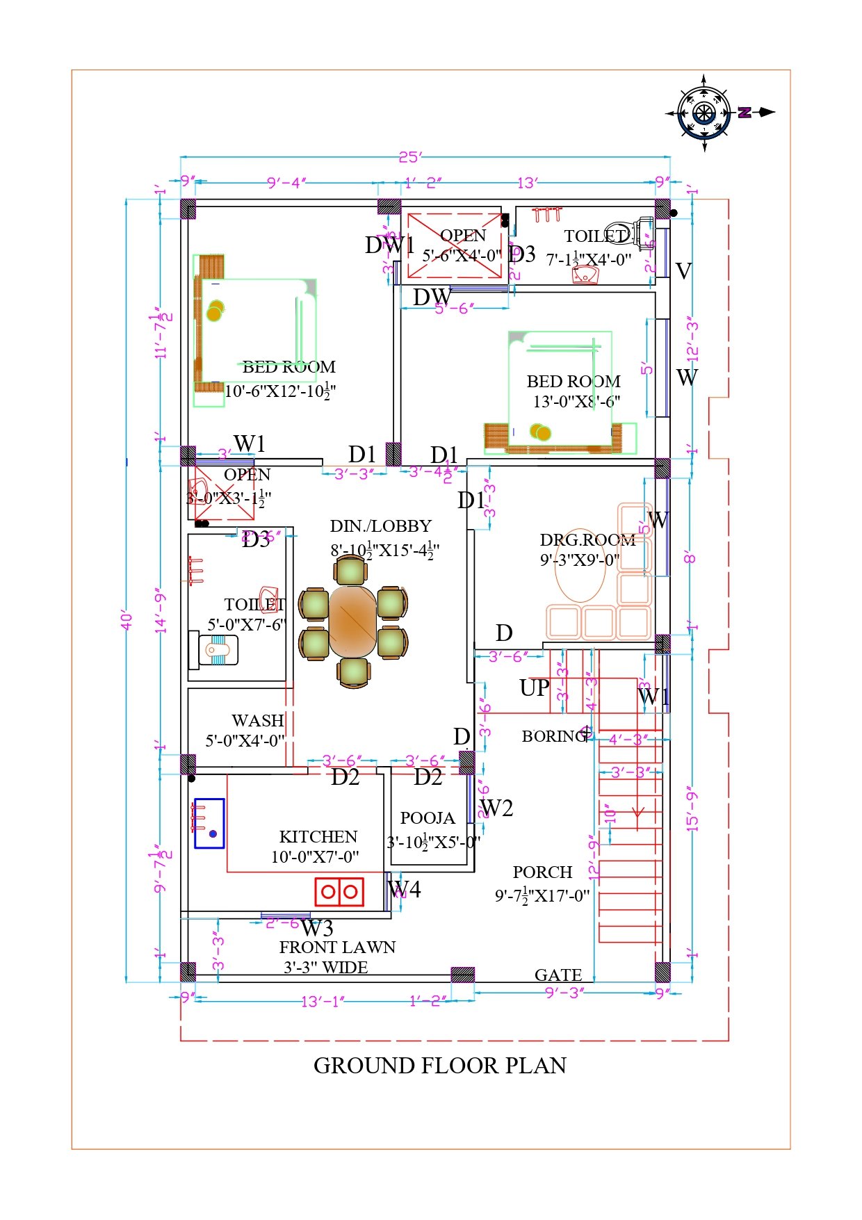 25x40 house plan