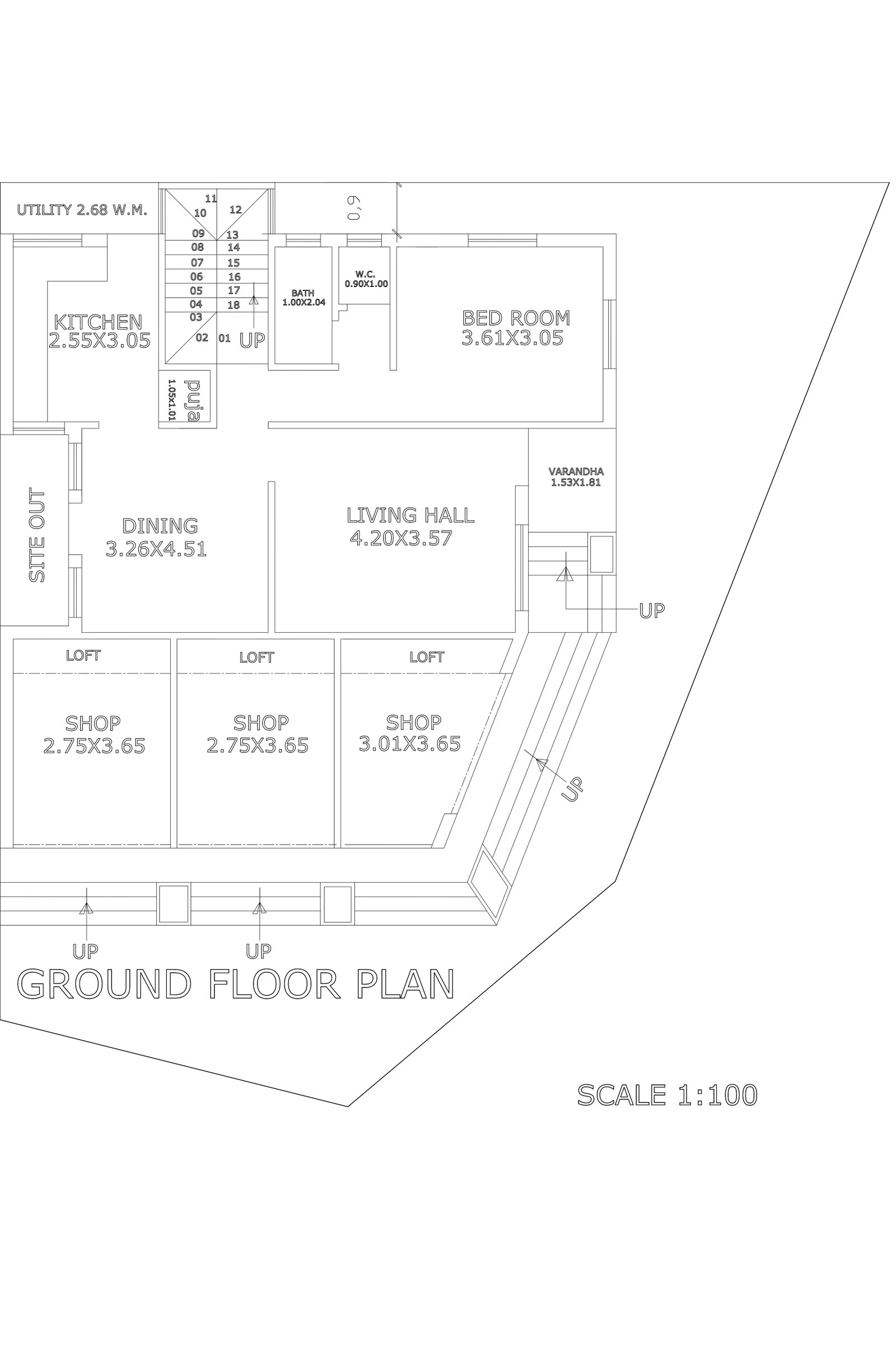 25x40 house with shop plan