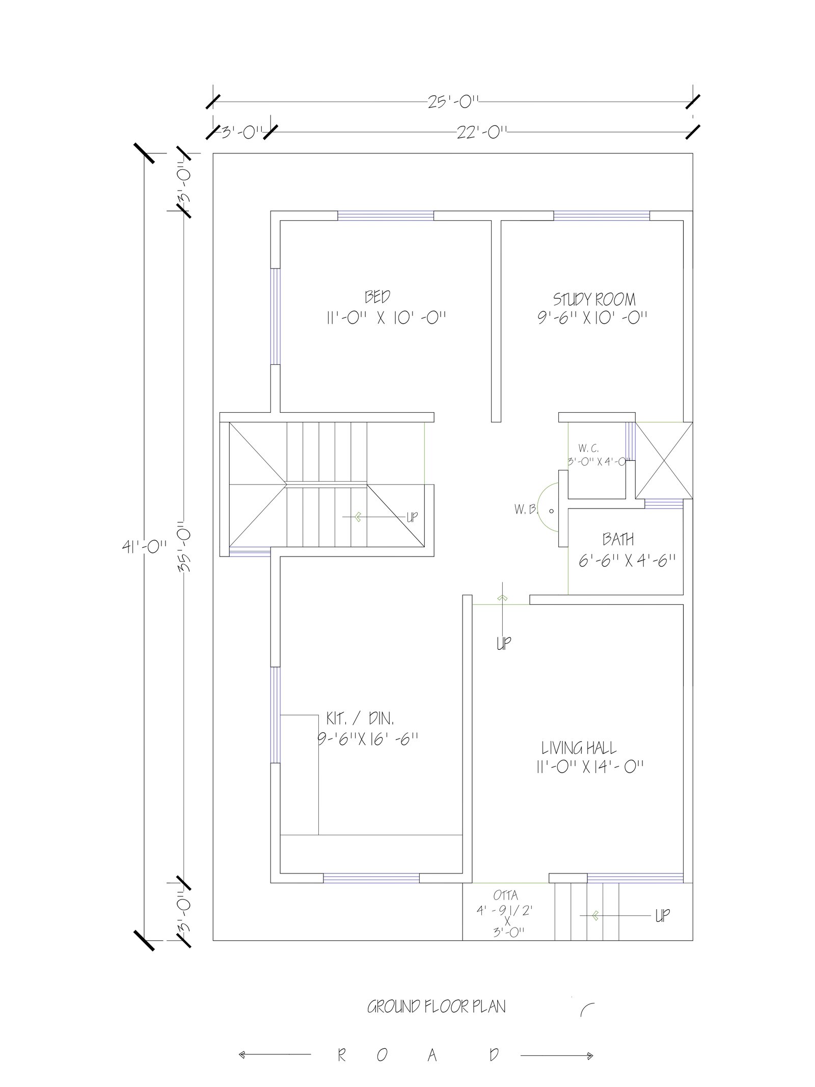 25x41 1 bhk house design