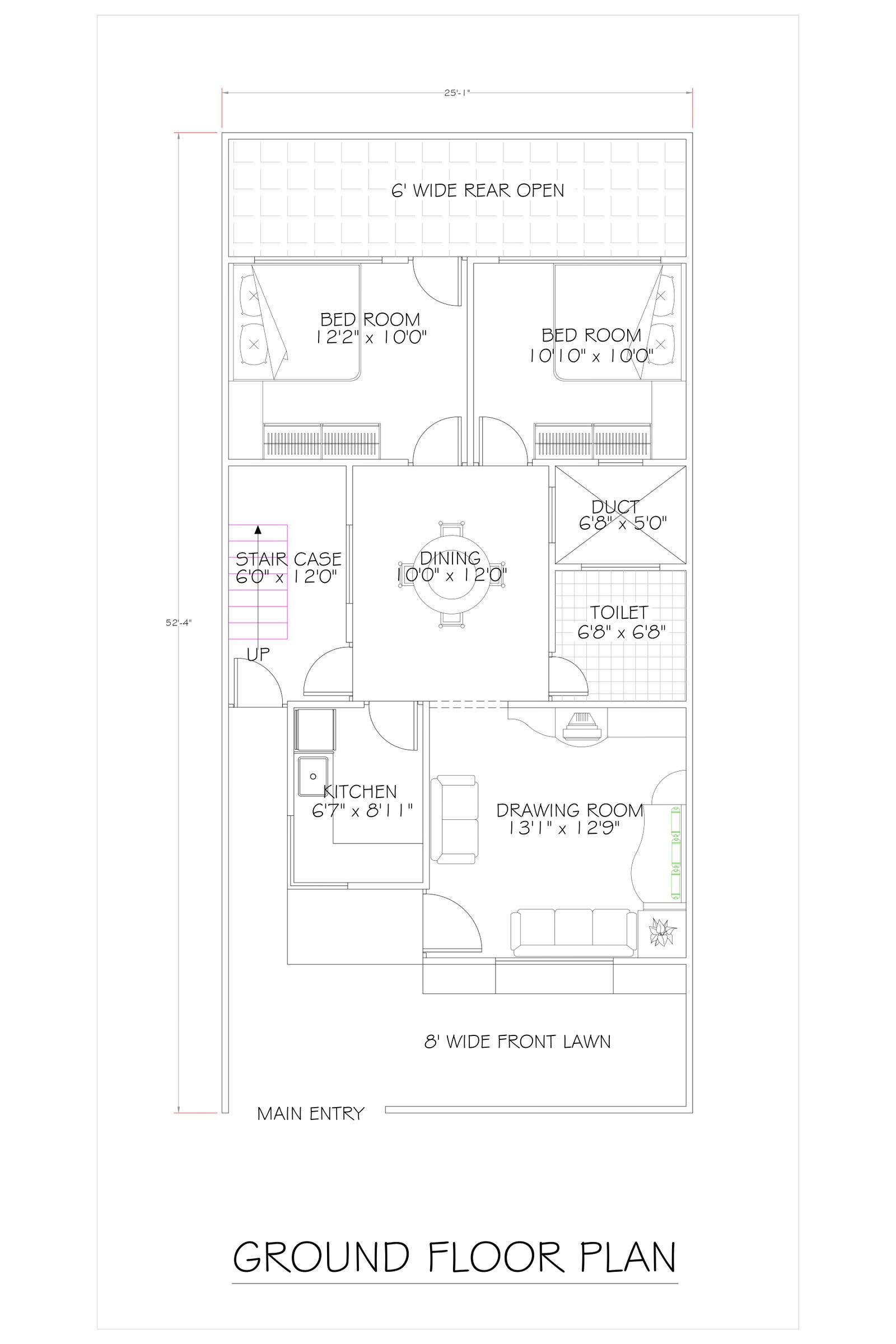 25x52 design a home plan