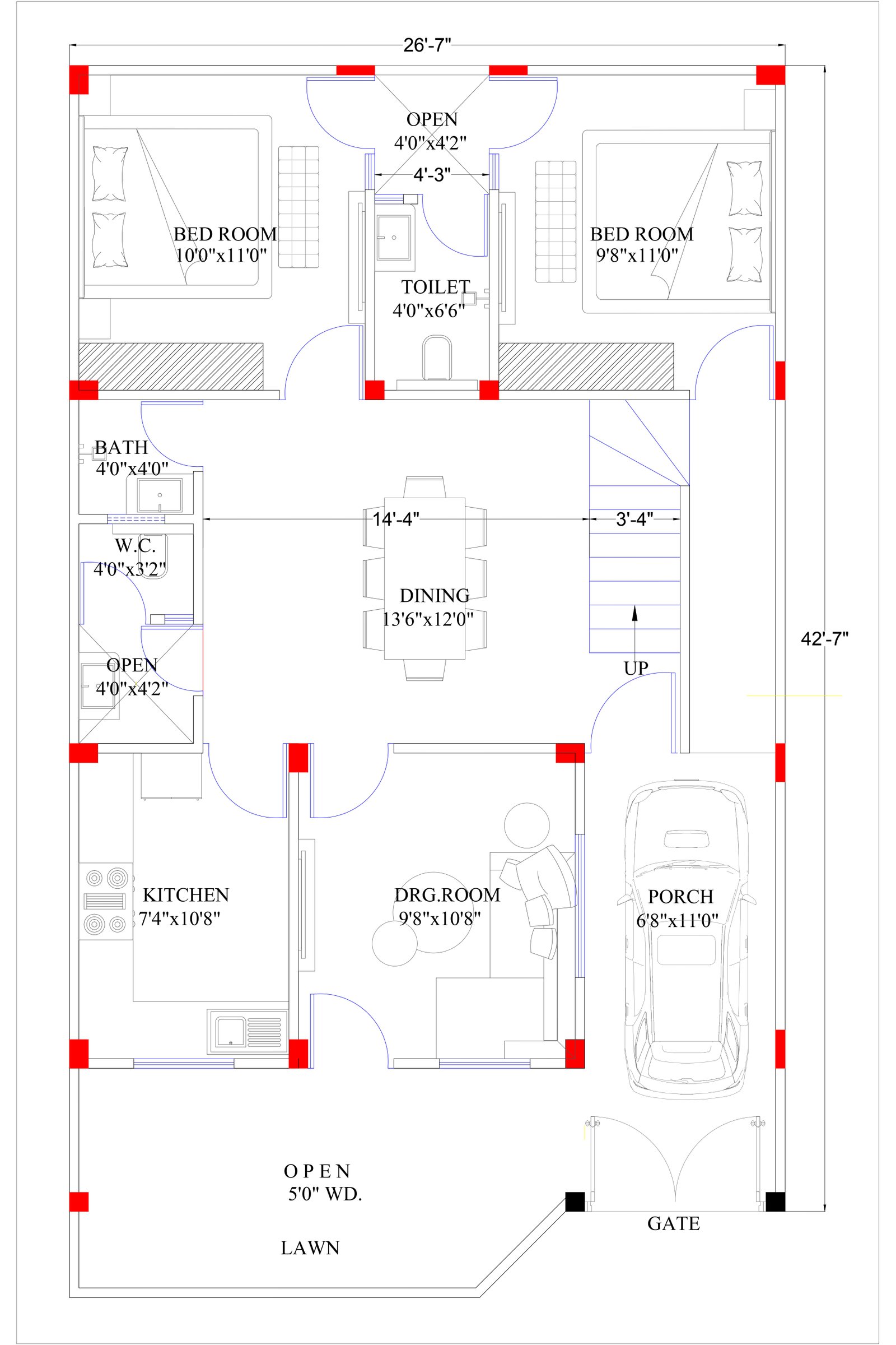 26x42 traditional style house plans
