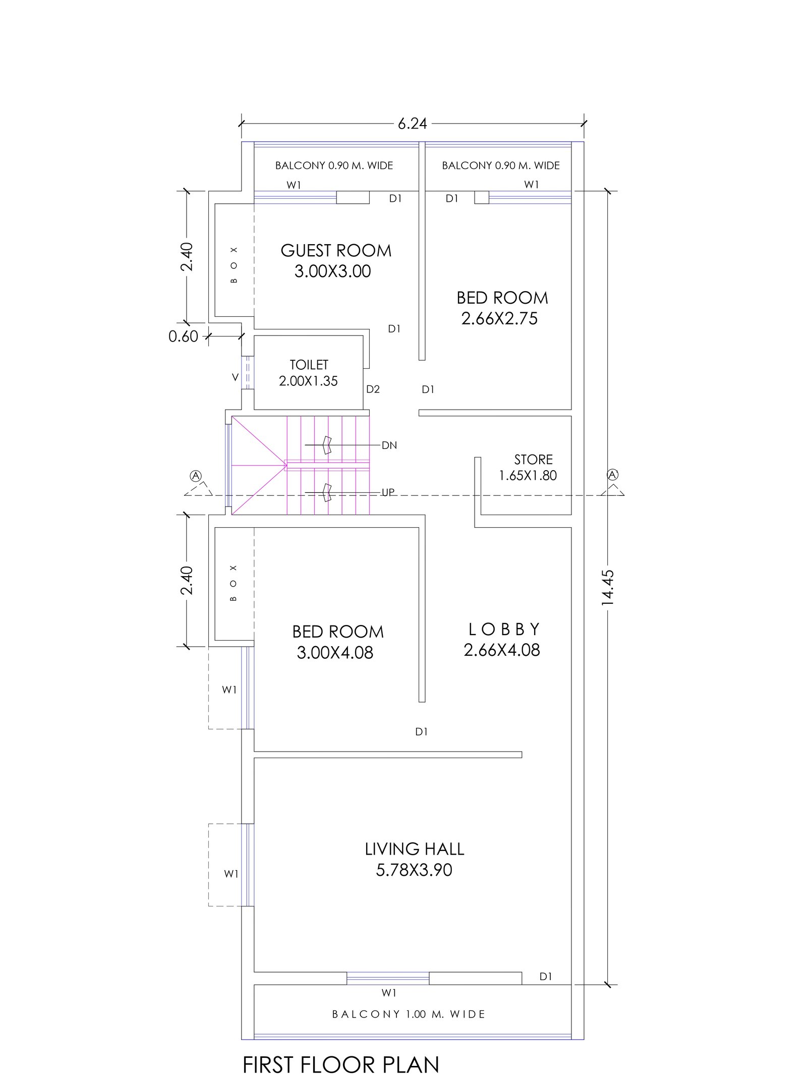 26x45-Ghar-ka-naksha-first-floor-2304