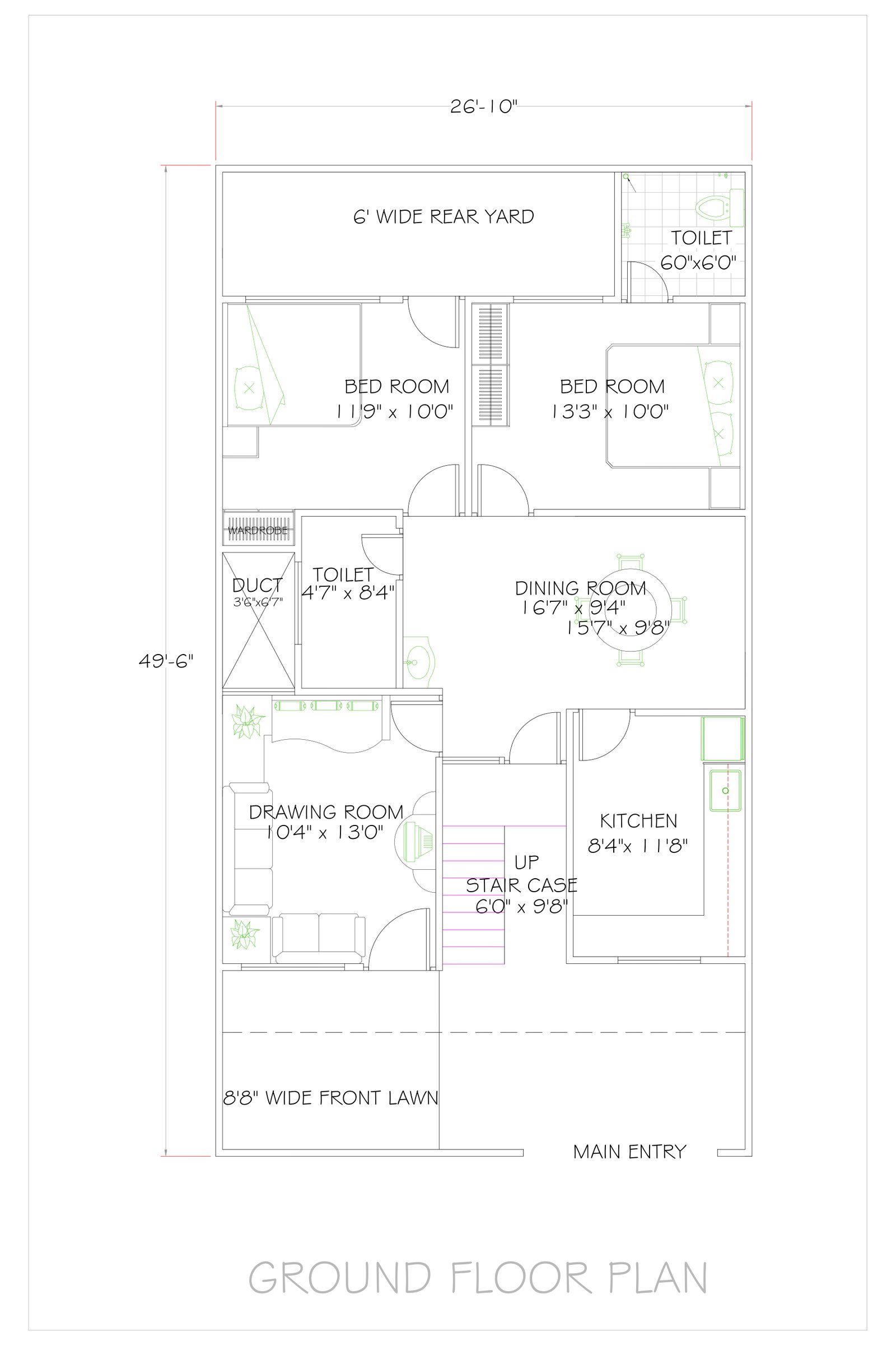 26x49 luxury home building plans