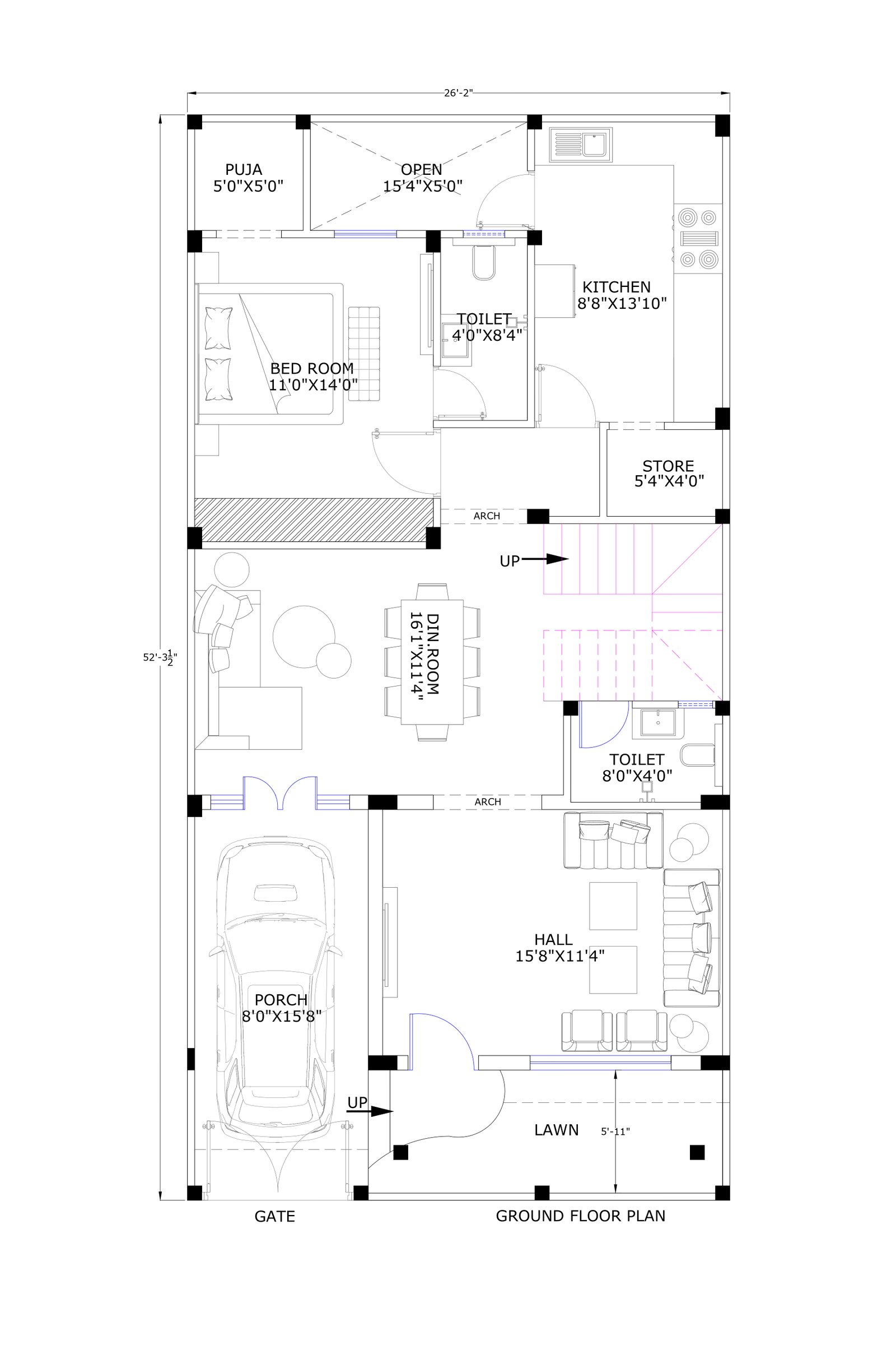 26x52 house design in kerala