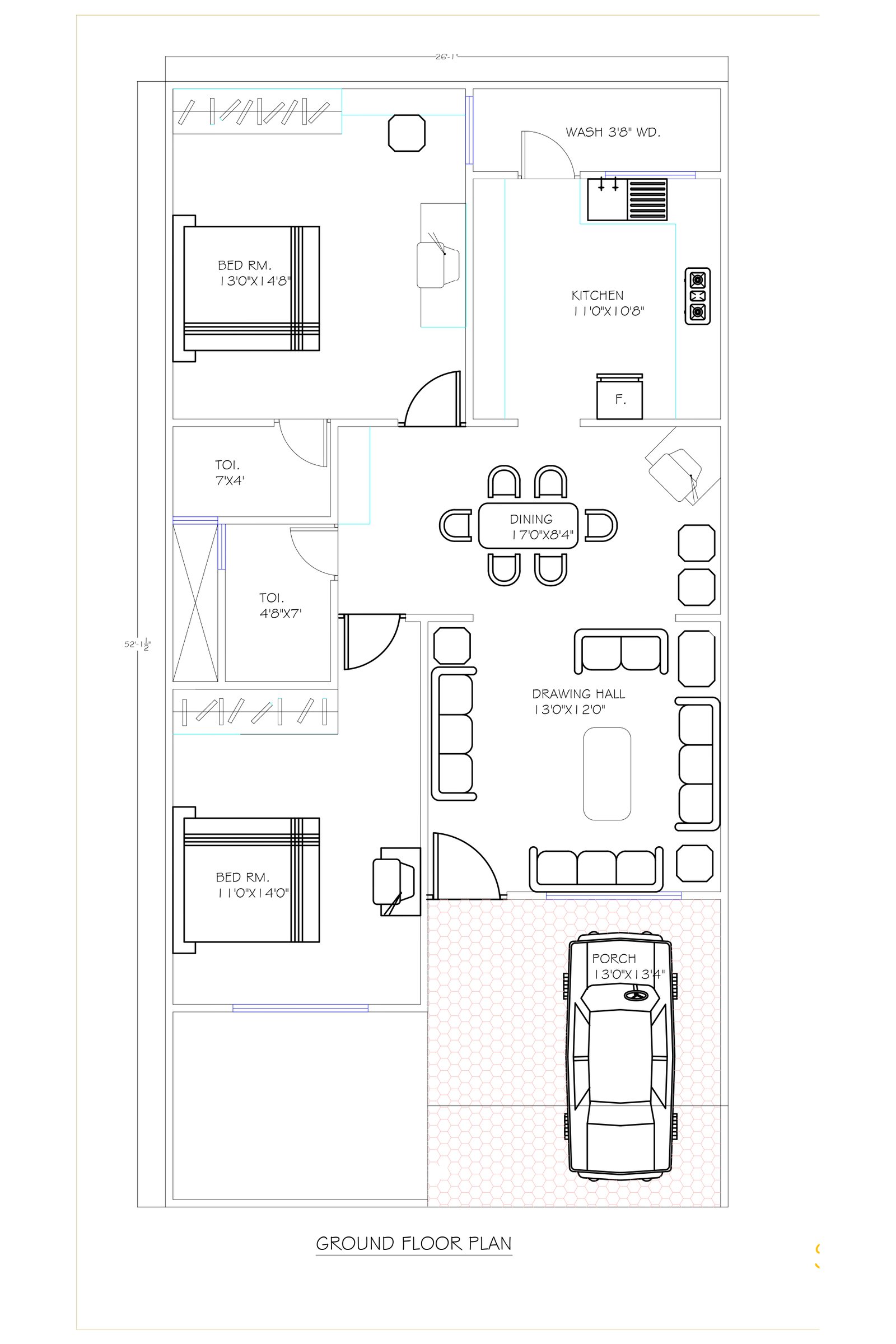 26x52 online house planning design