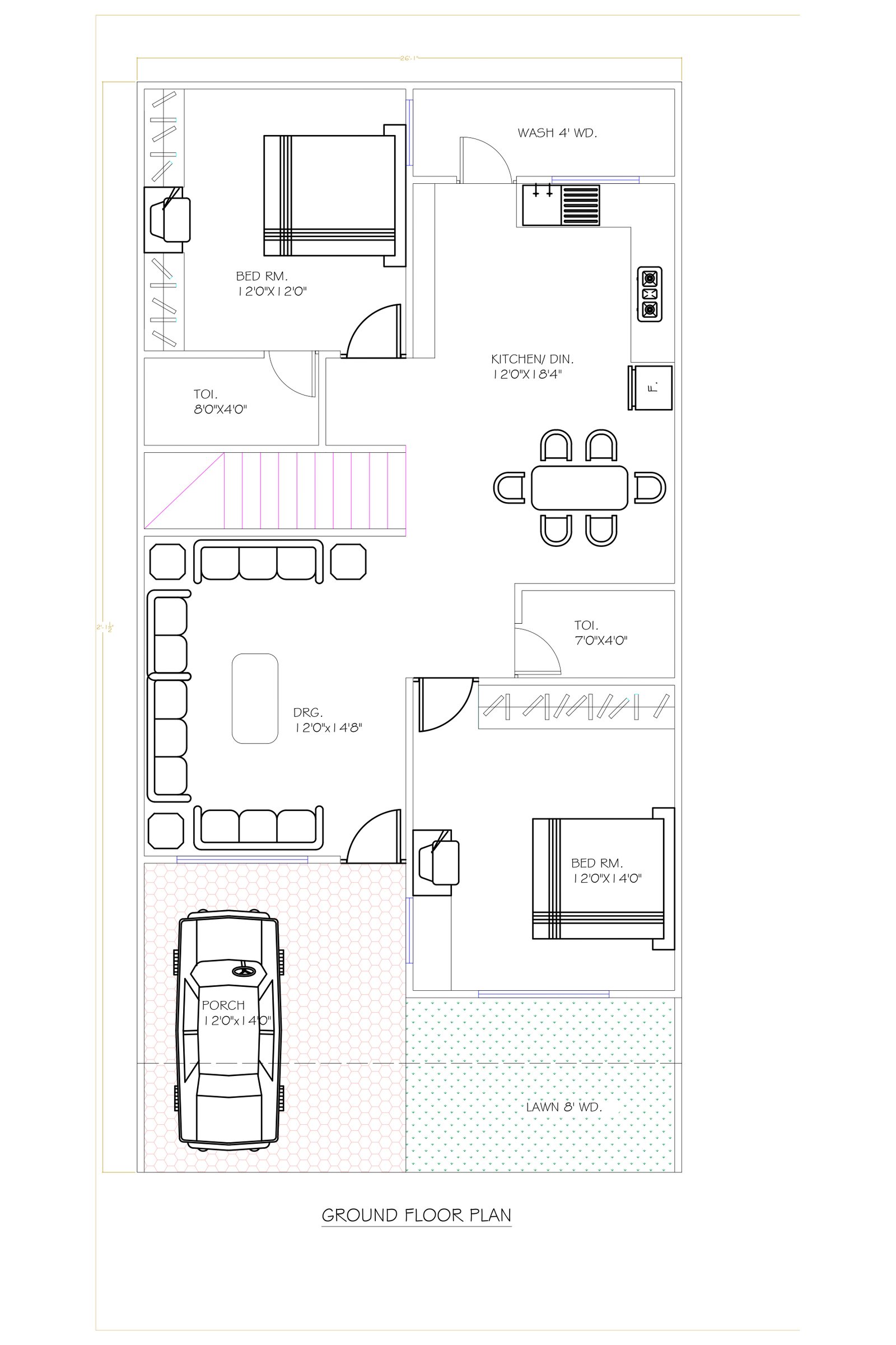 26x52 traditional house blueprints