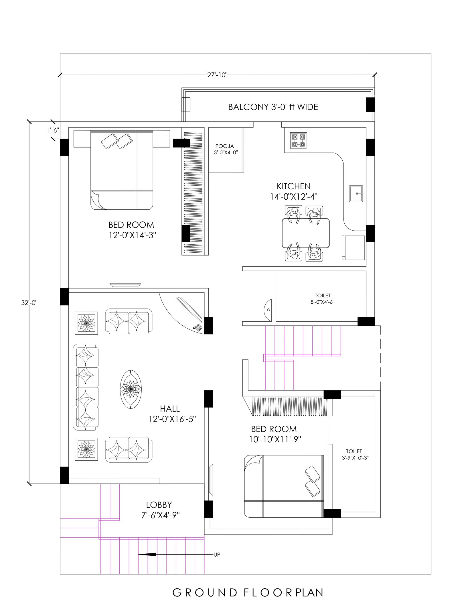 27x32 indian style house design