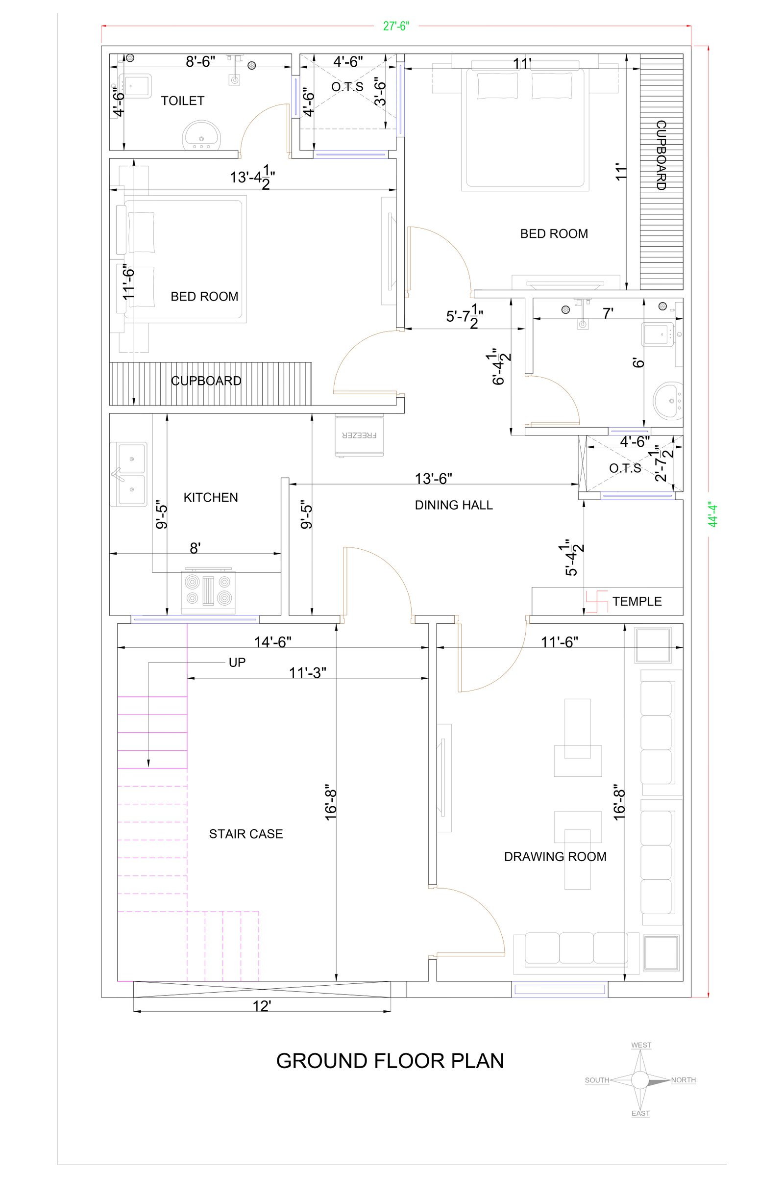 27x44 luxury house plans