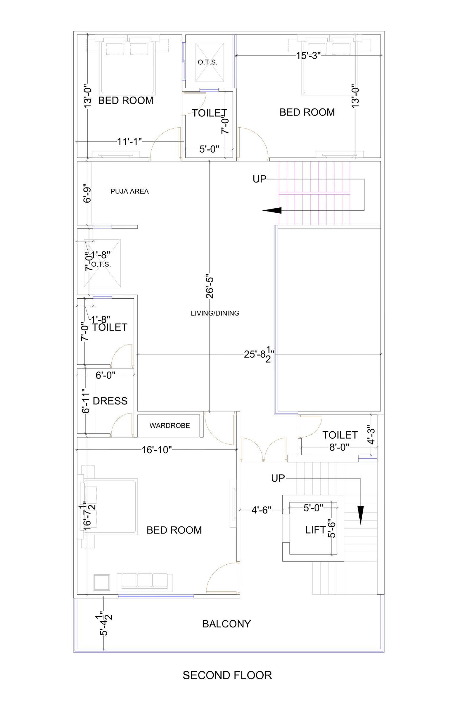 28X54-Ghar-ka-naksha-second-floor-2601
