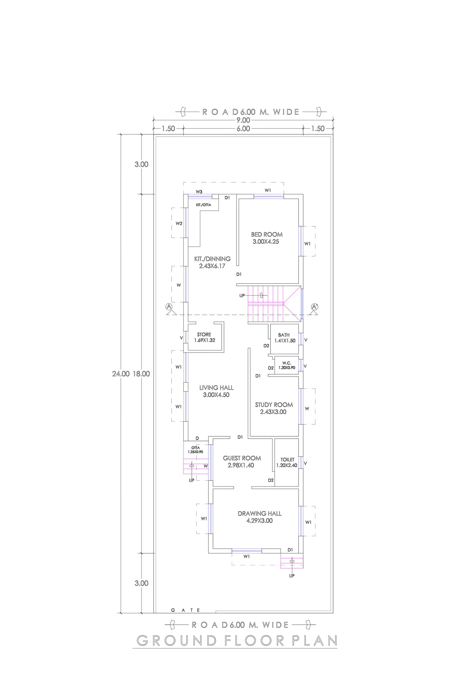 29x59 house plan drawing