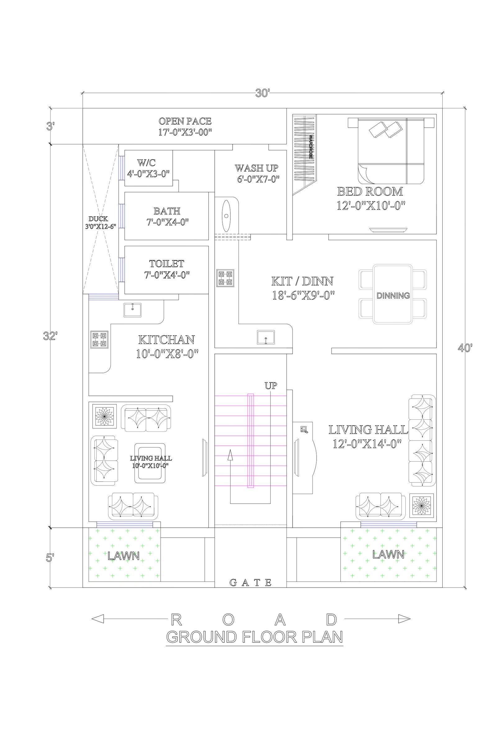 30x32 villa planning design