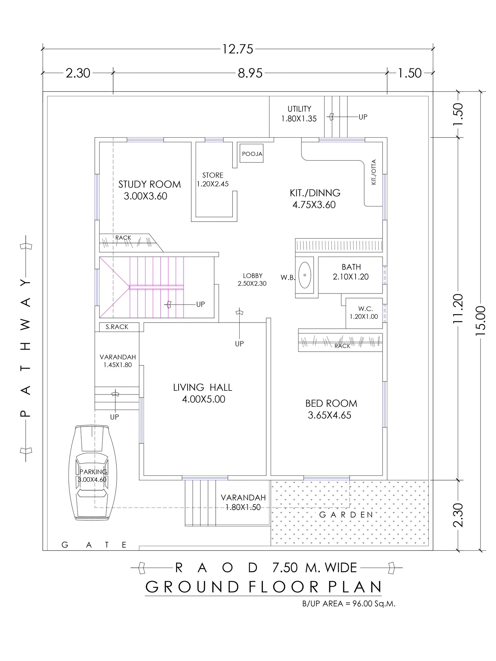 30x35 1 bhk house design