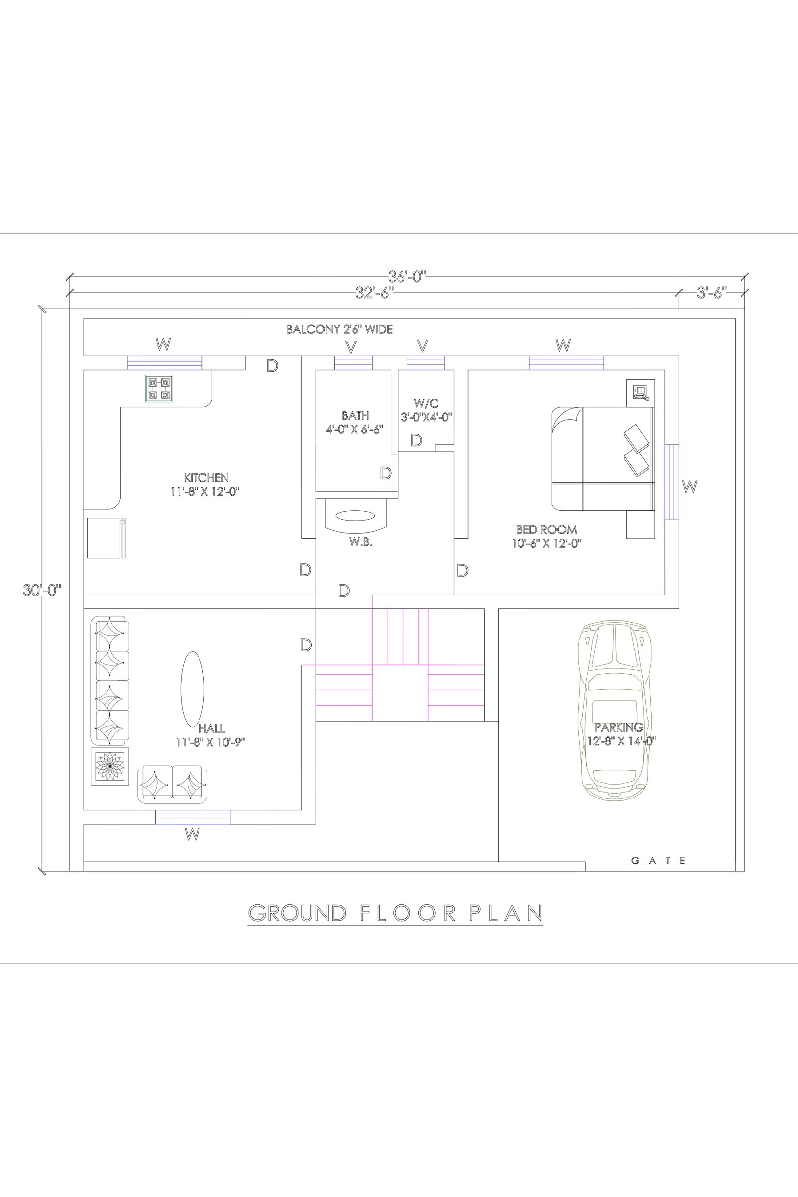 30x36 simple small house design