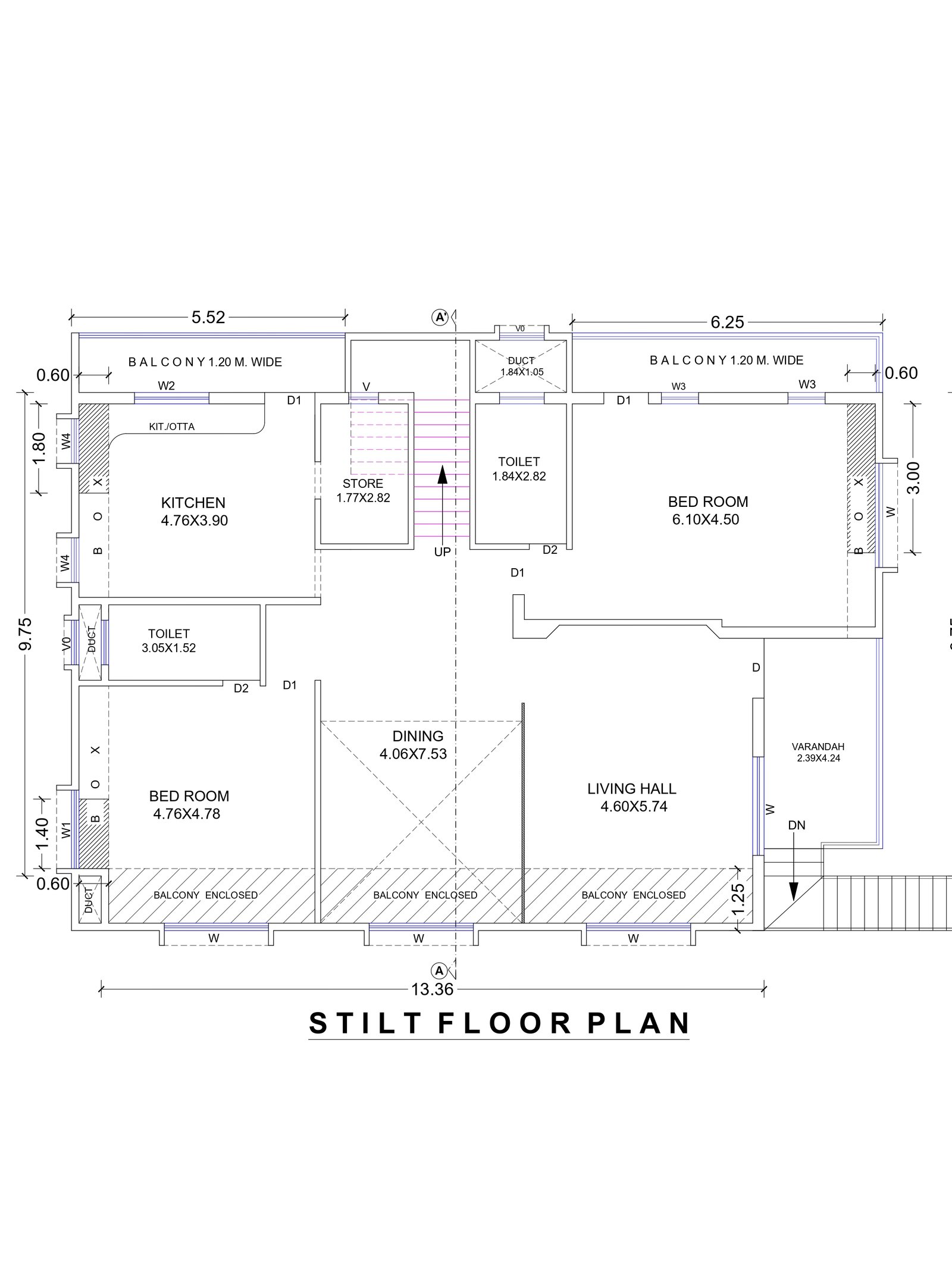 30x45 2bhk house design-