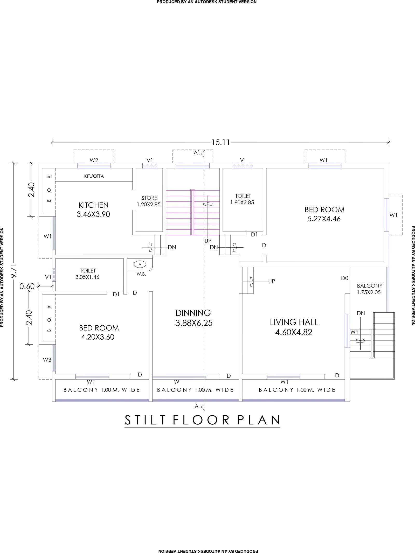 30x48 2 bhk house plan
