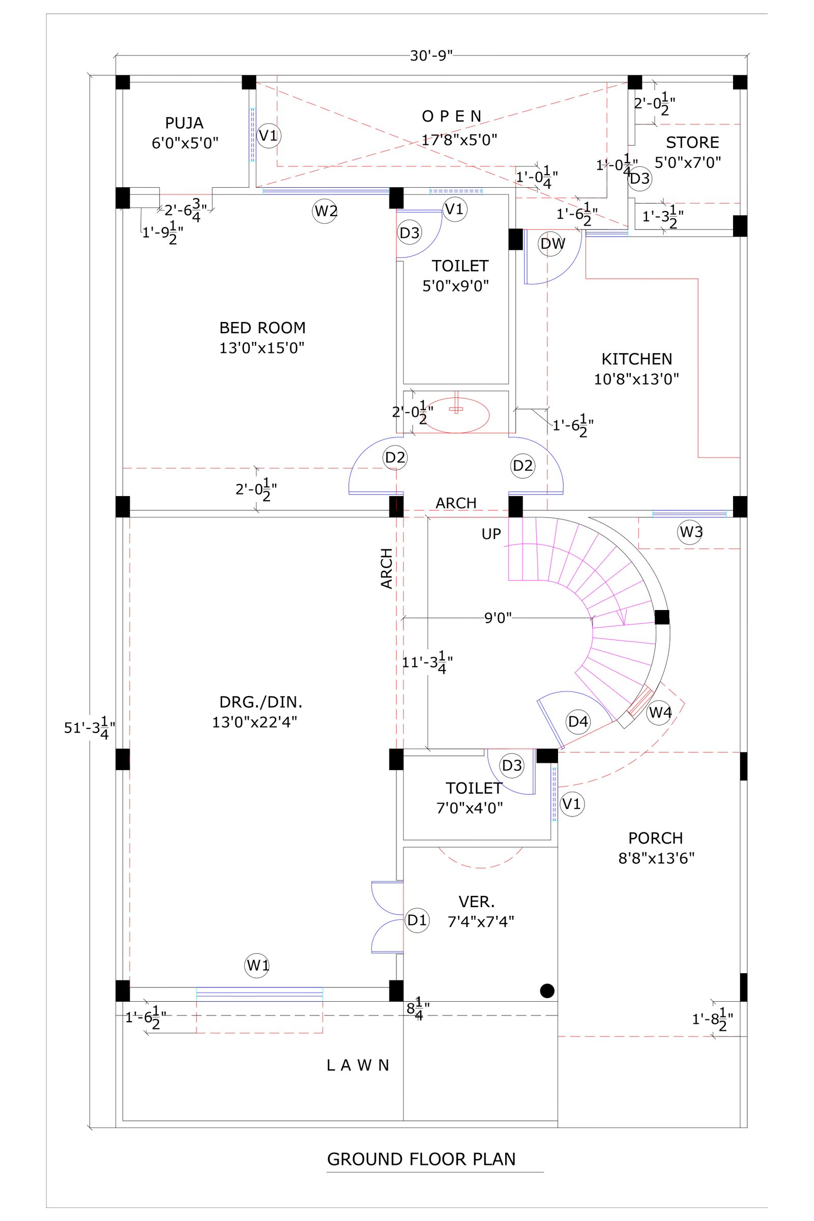 30x51 traditional home design