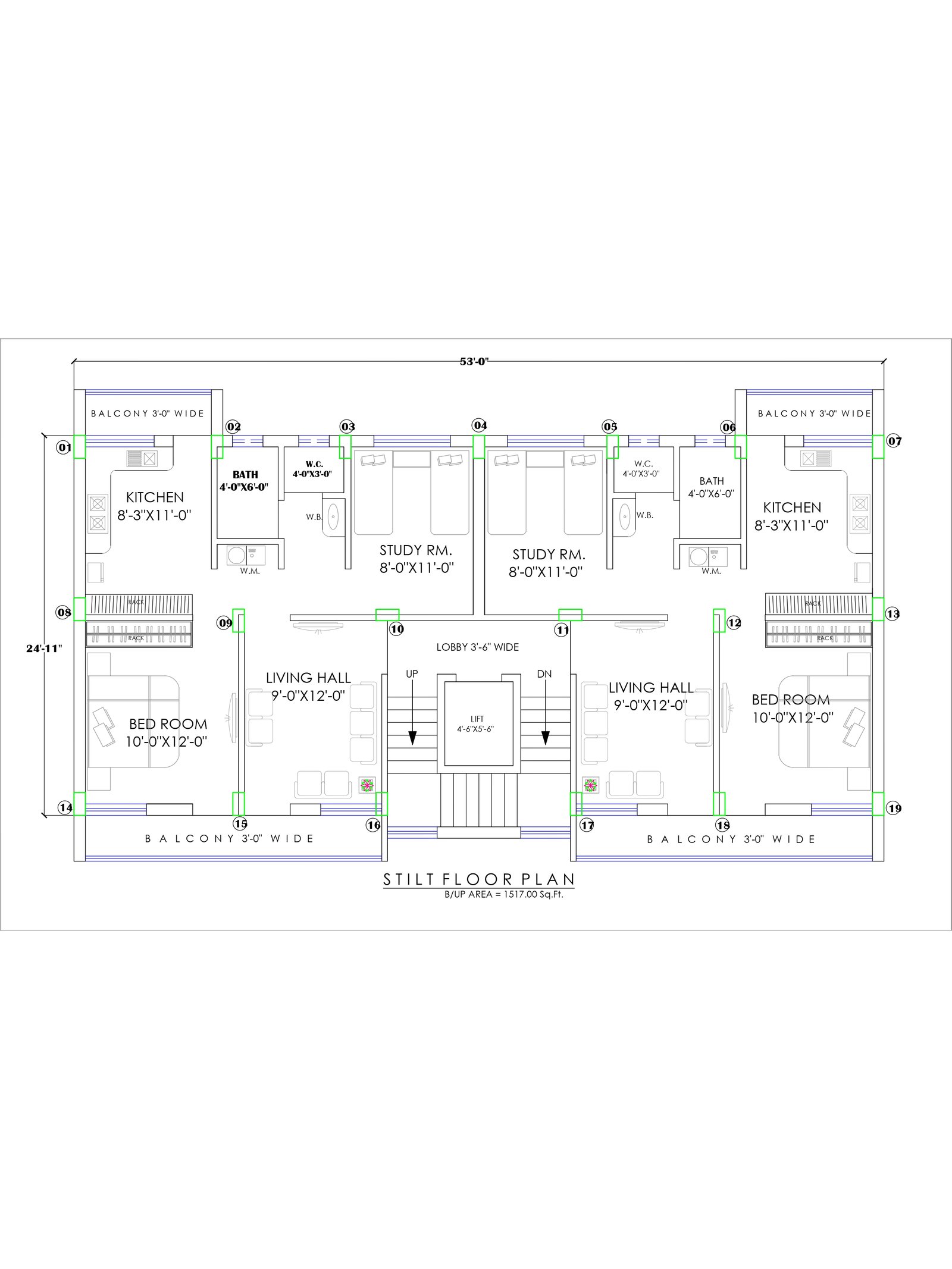 30x53 1500 square feet house plan