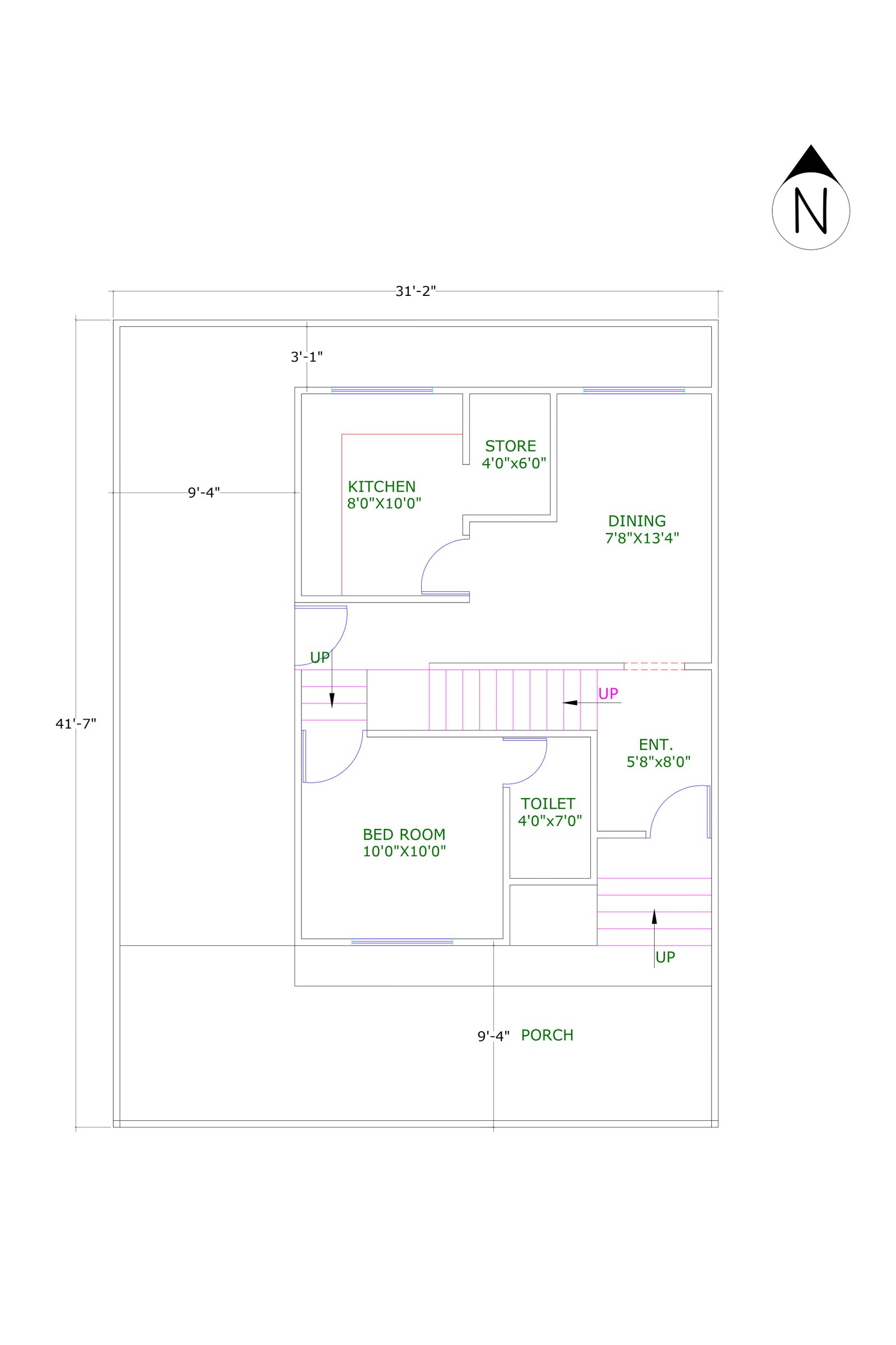 31x41 2d home plan drawing
