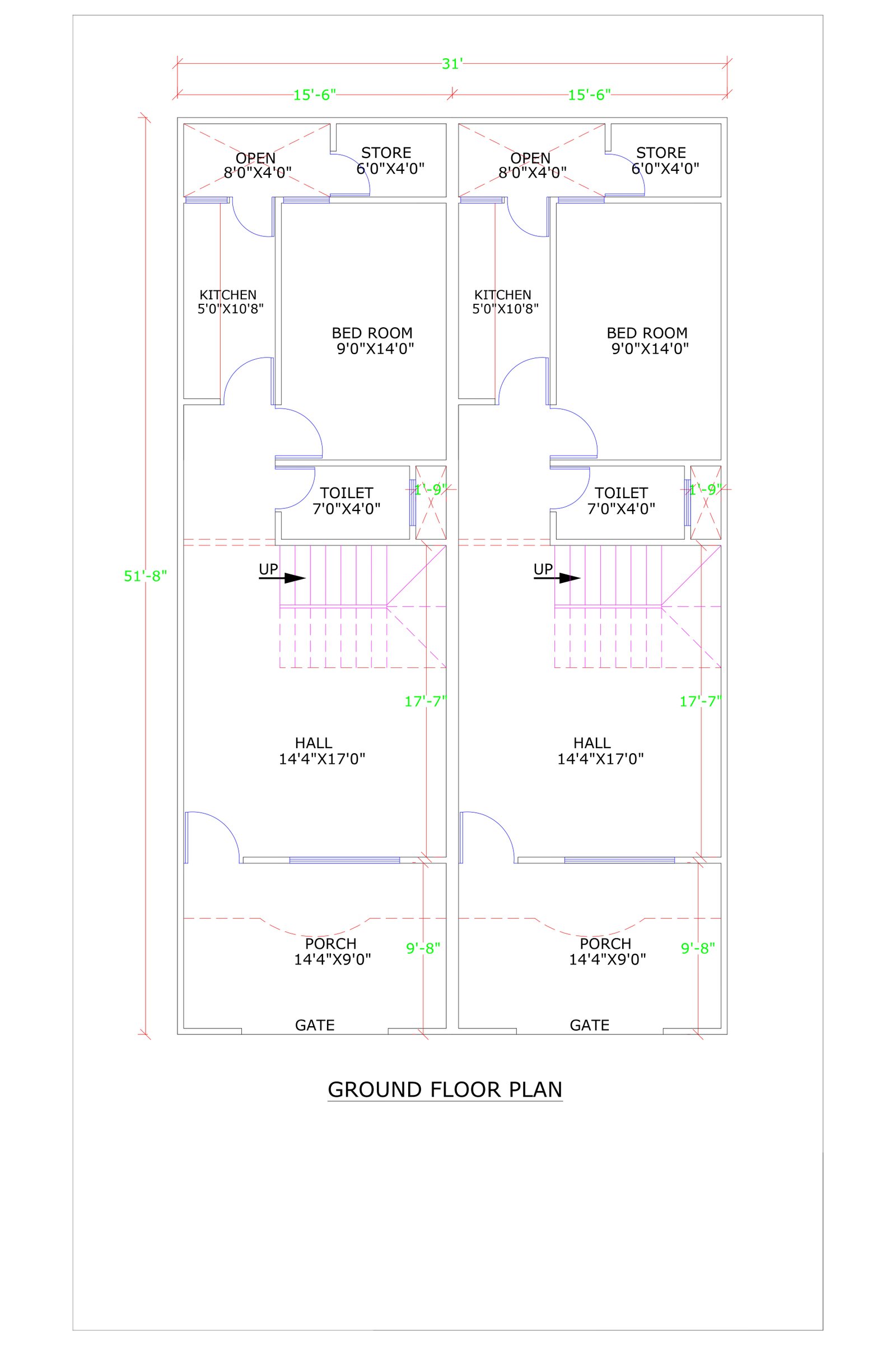 31x51 2 bhk house plan