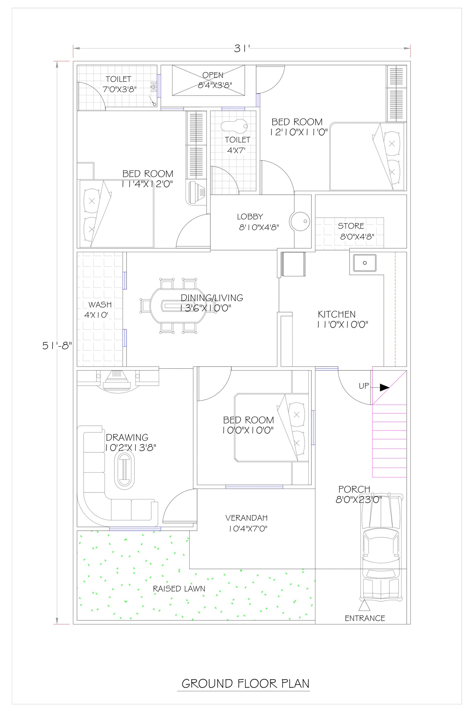 31x51 house design single floor