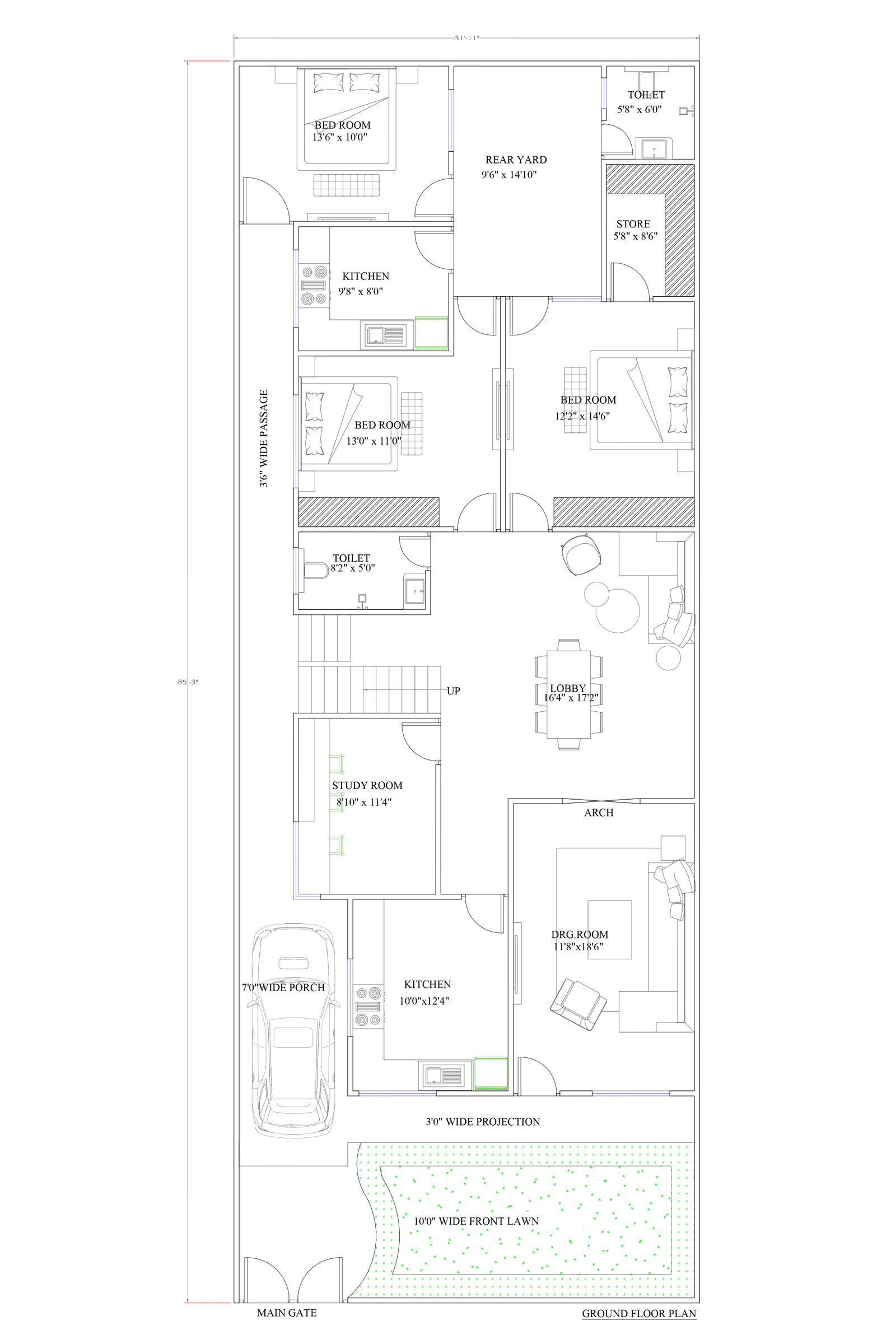31x83 modern kerala house design
