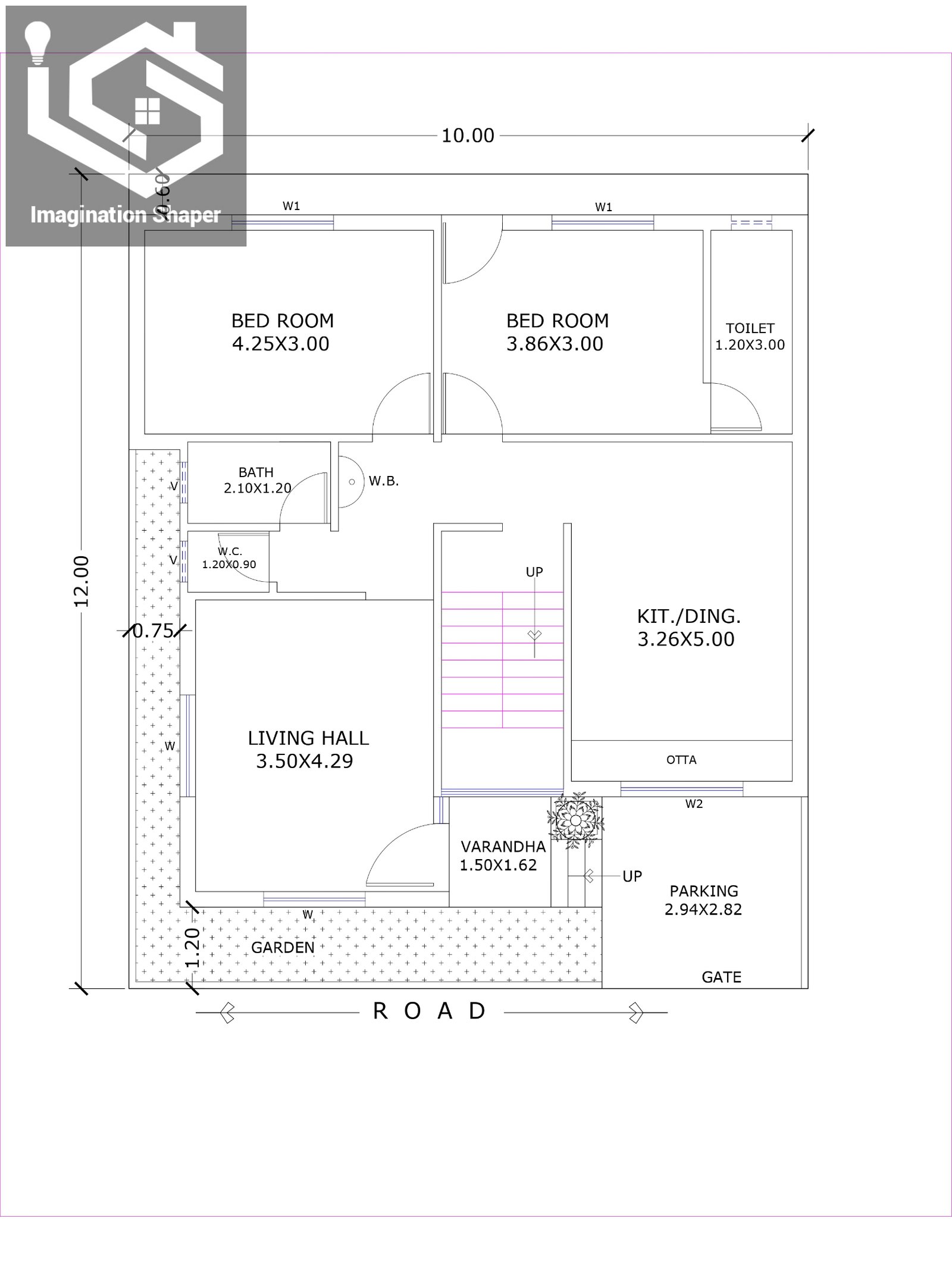32x36 1000 sqft house design
