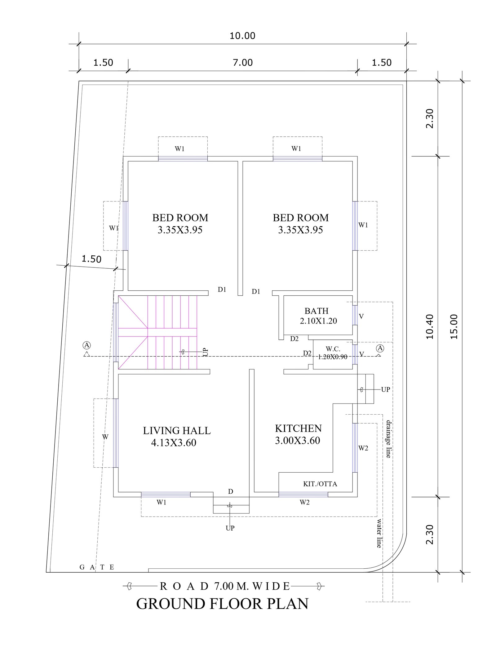 32x49 2 bhk house plan