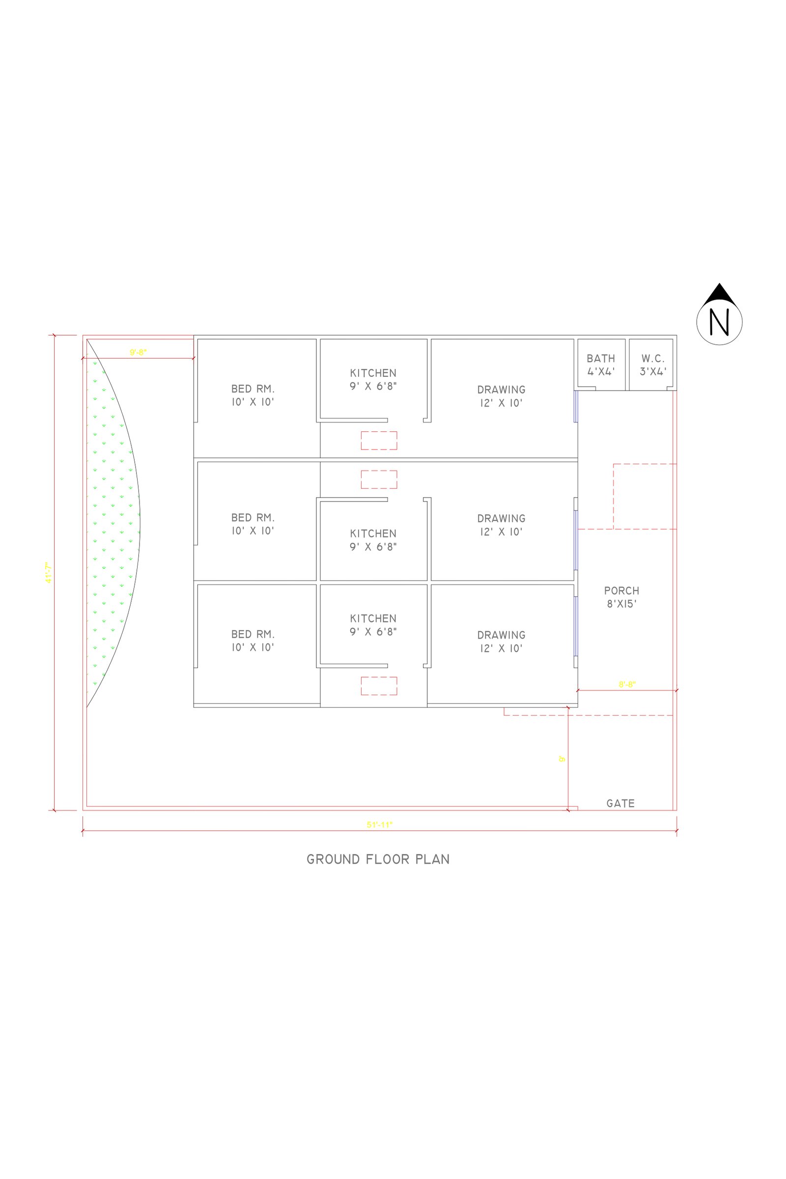 32x51 rent house design