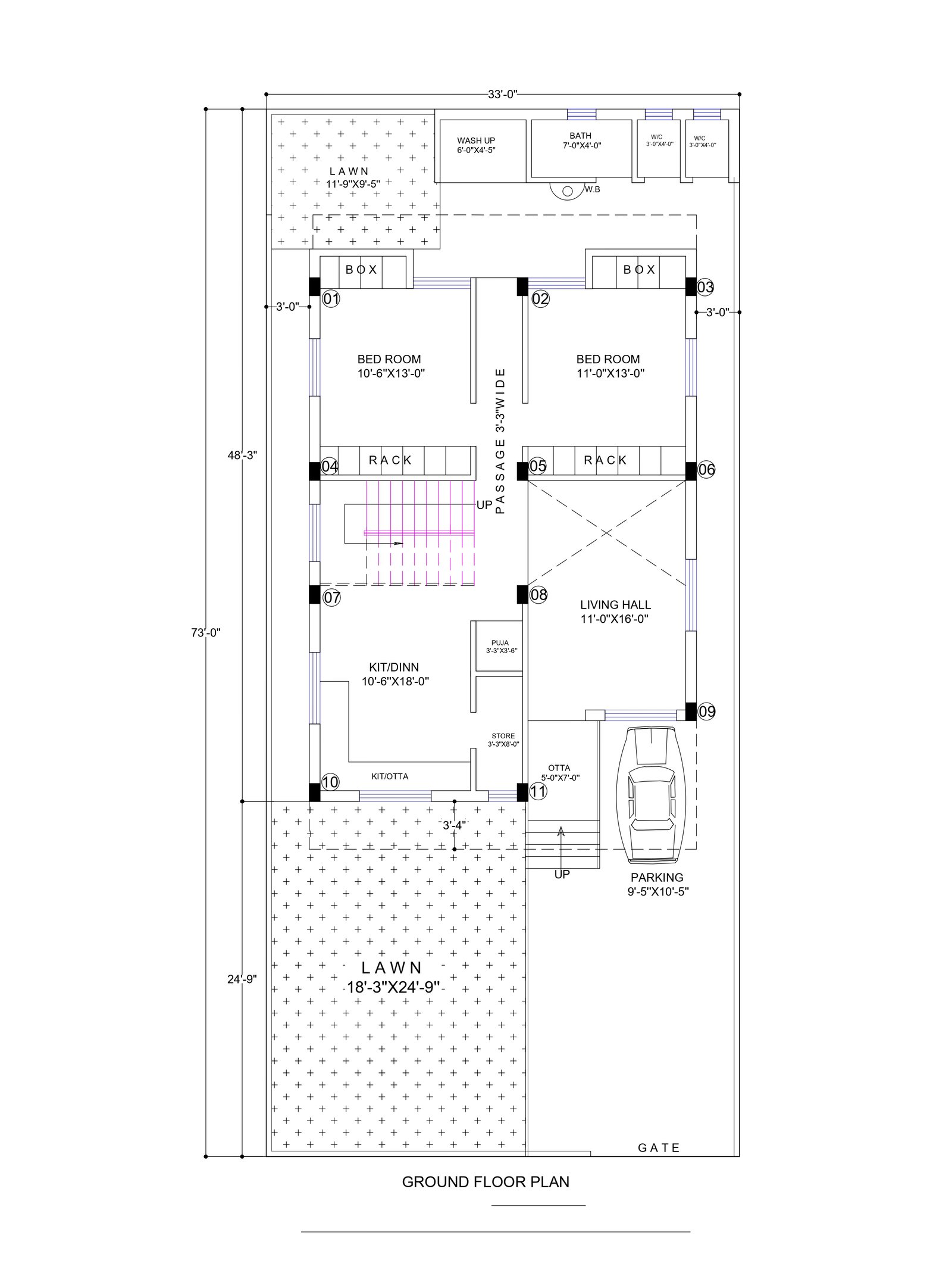33x73 indian style house design