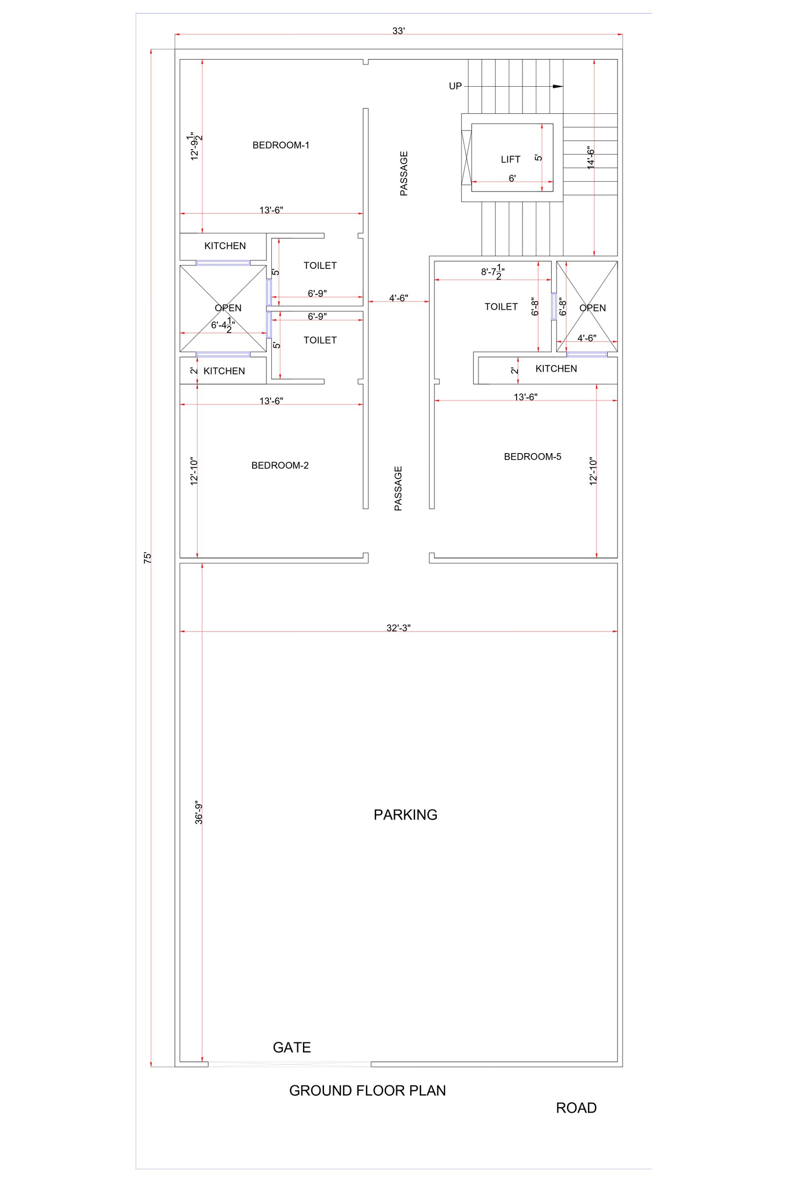 33x75 simple house plan