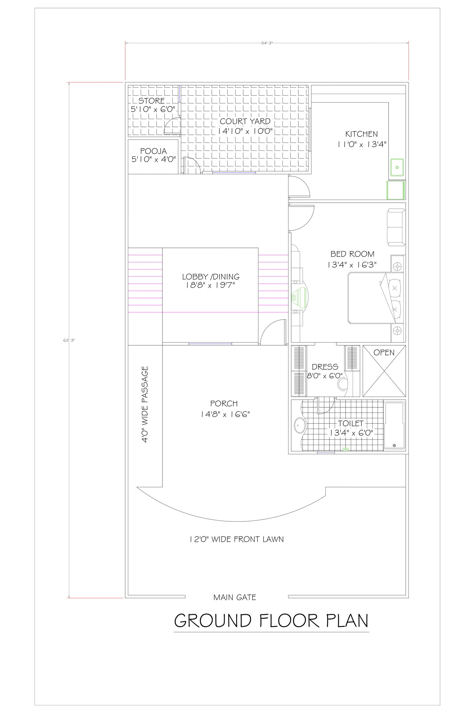 34x62 home building designs